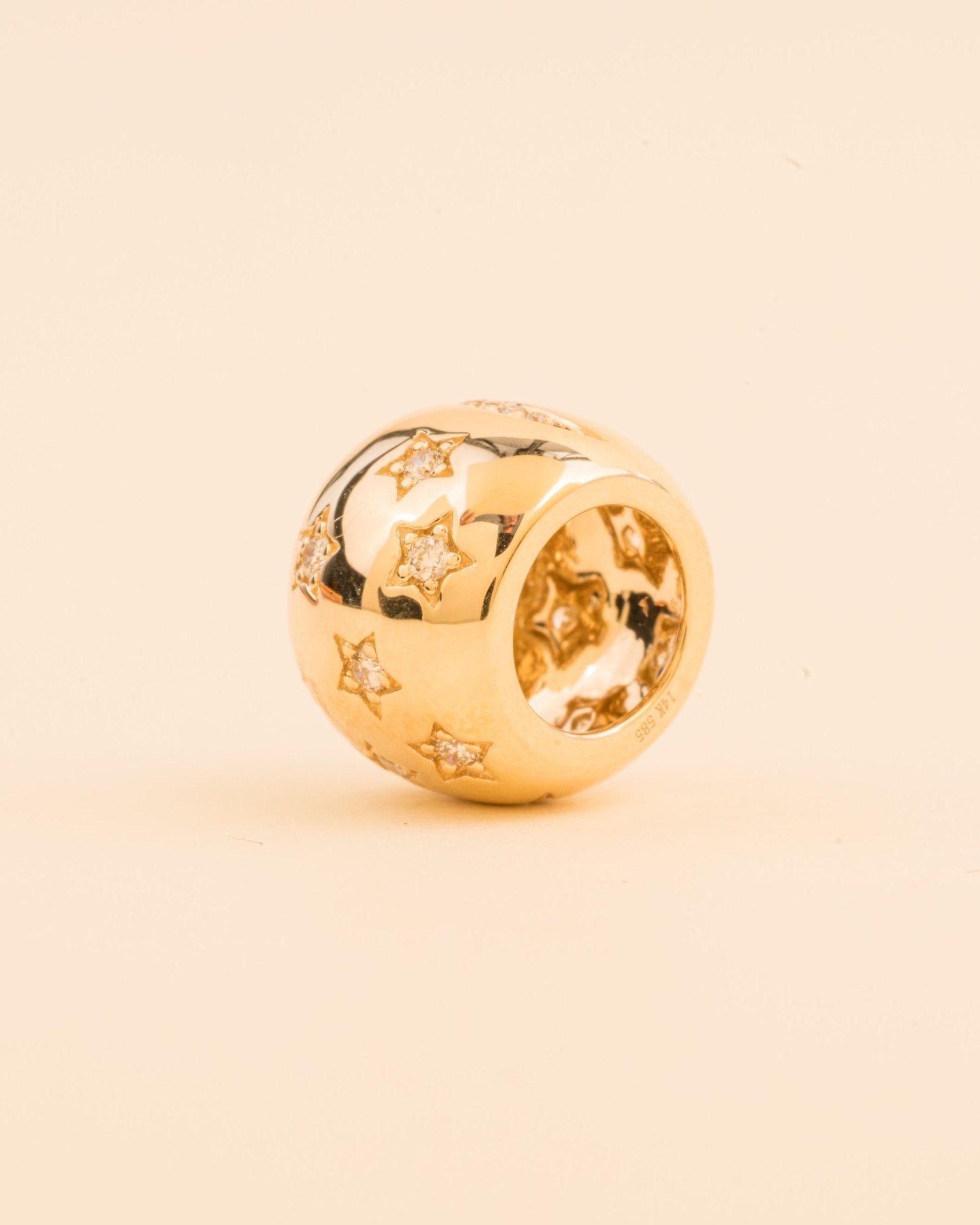 Diamond Moon And Stars Gold Spacer Charm - Sparkle Society