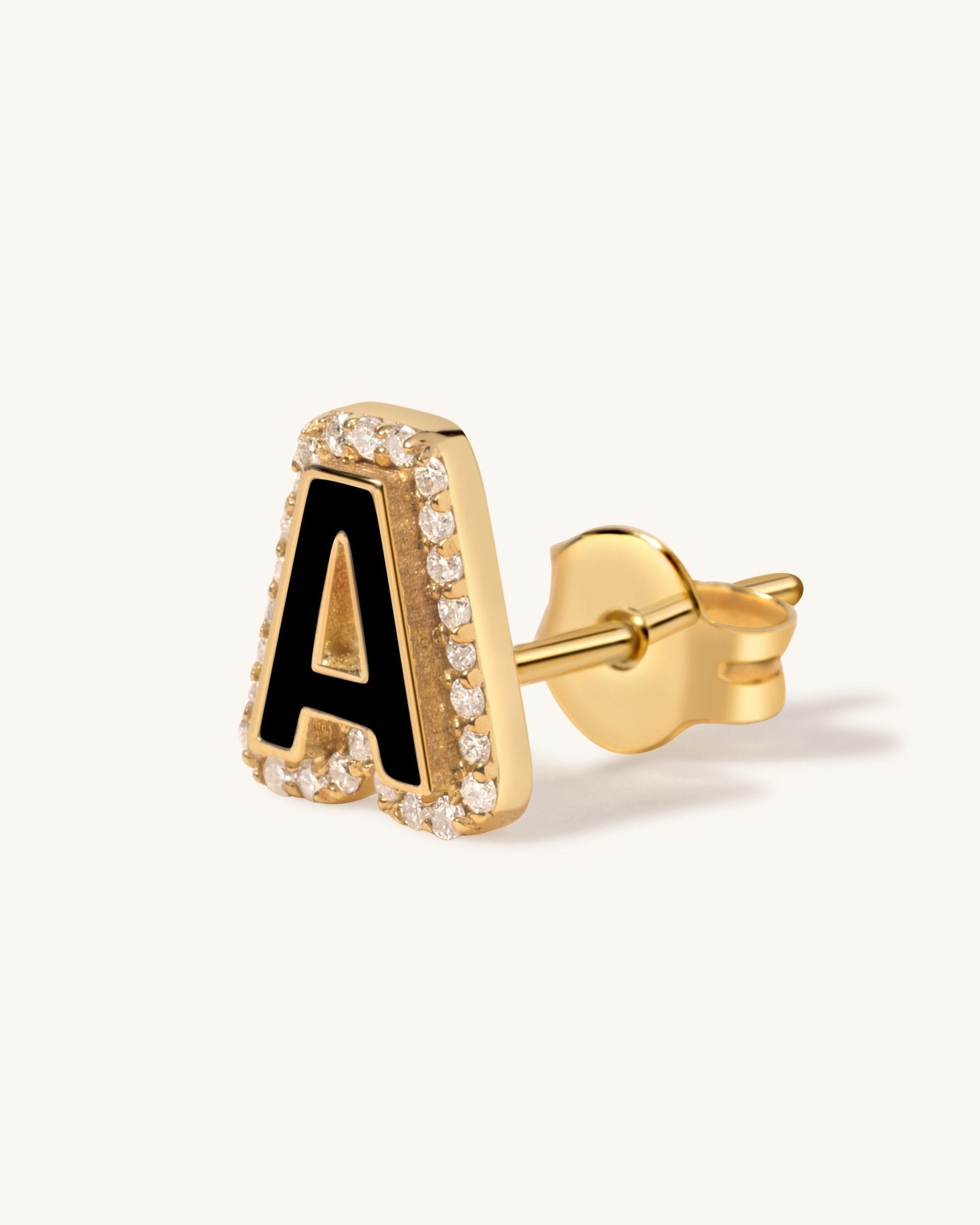 Diamond Outline Enamel Initial Studs - Sparkle Society