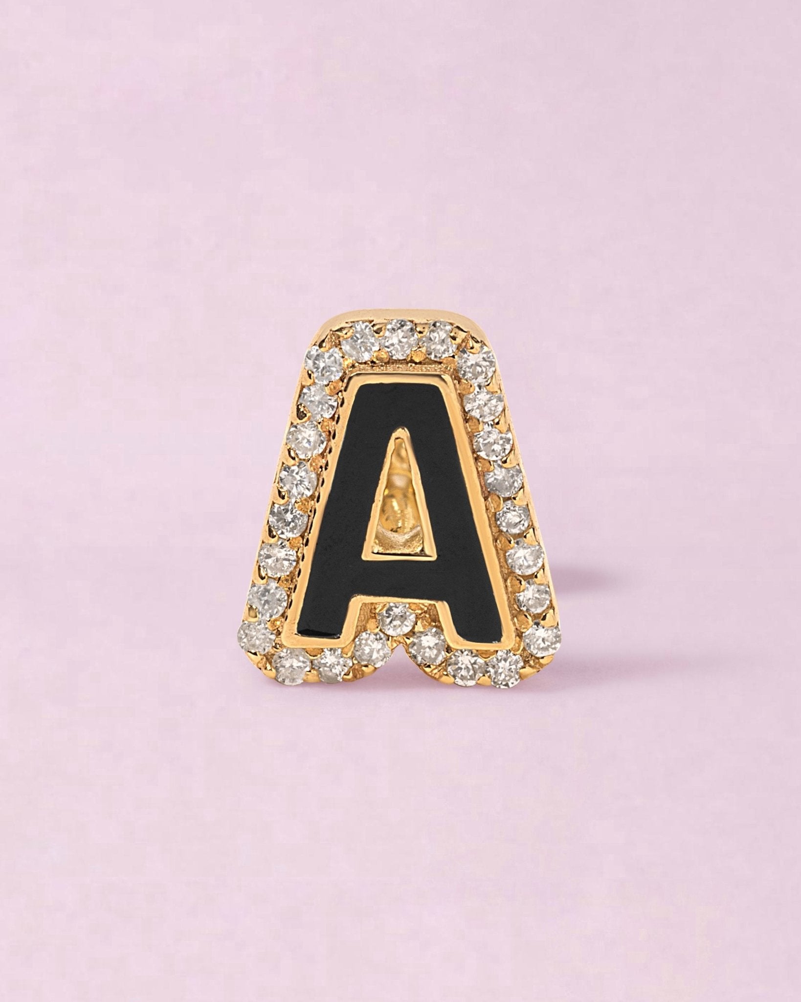 Diamond Outline Enamel Initial Studs - Sparkle Society