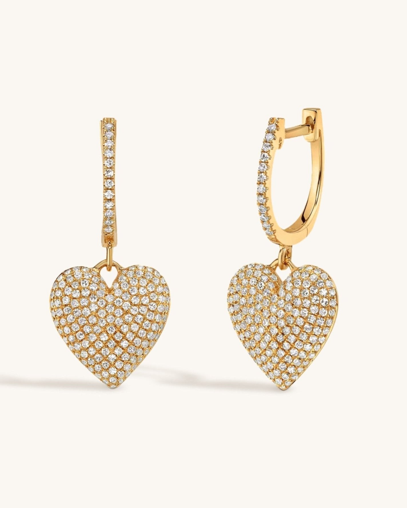 Diamond Puffed Heart Huggies - Sparkle Society