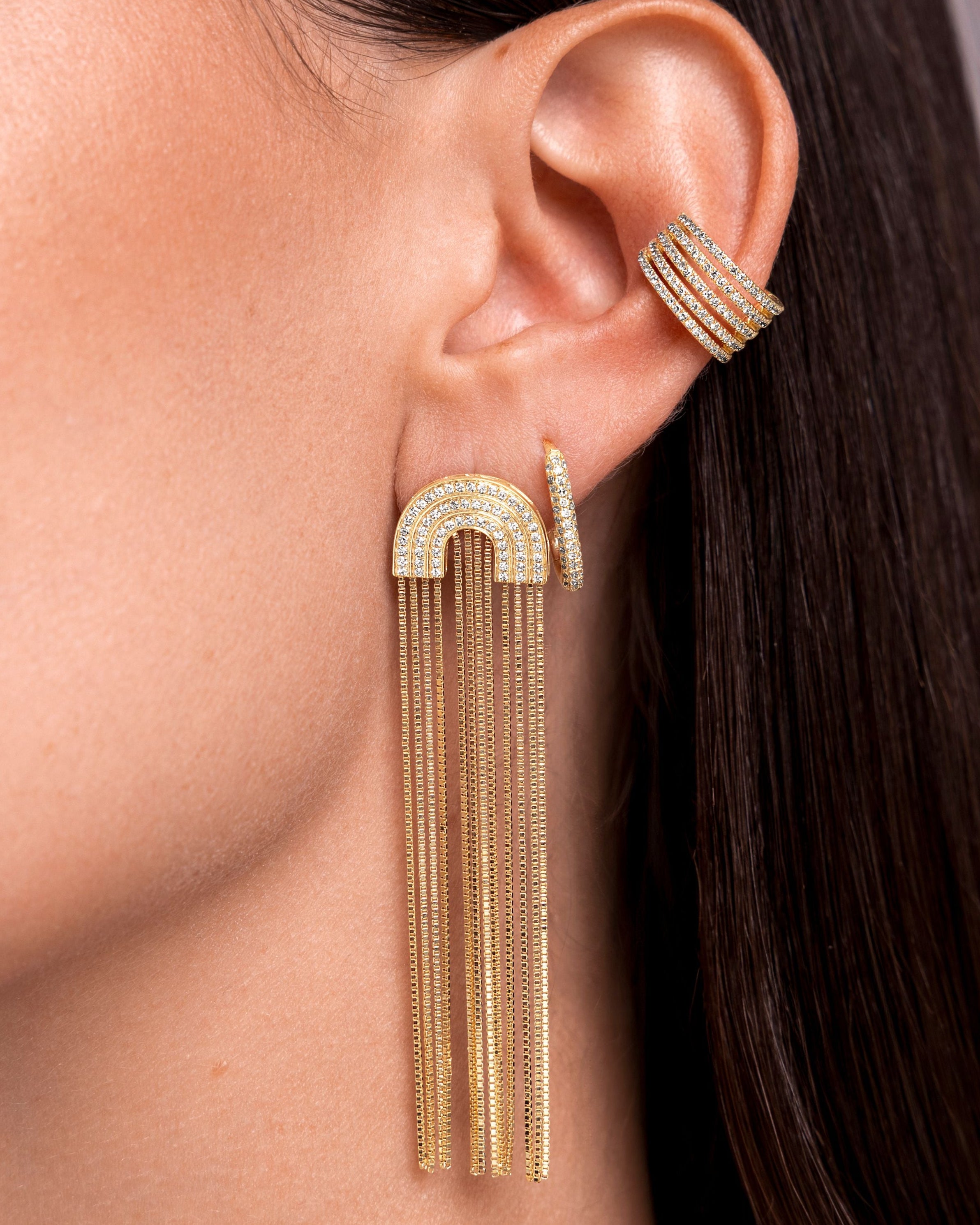 Diamond Rainbow Fringe Studs - Sparkle Society