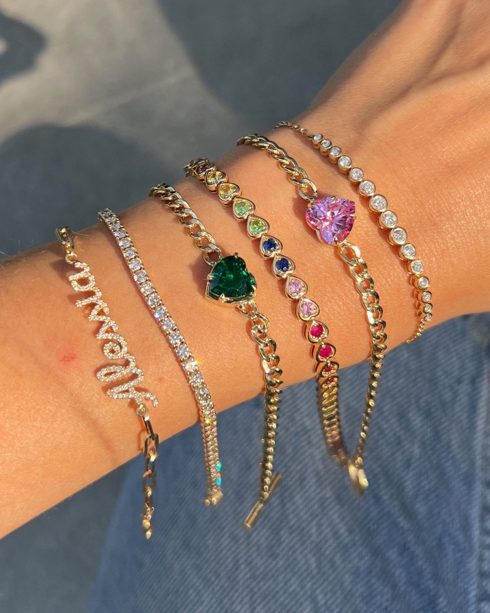 Diamond Script Name On Paper Clip Bracelet - Sparkle Society