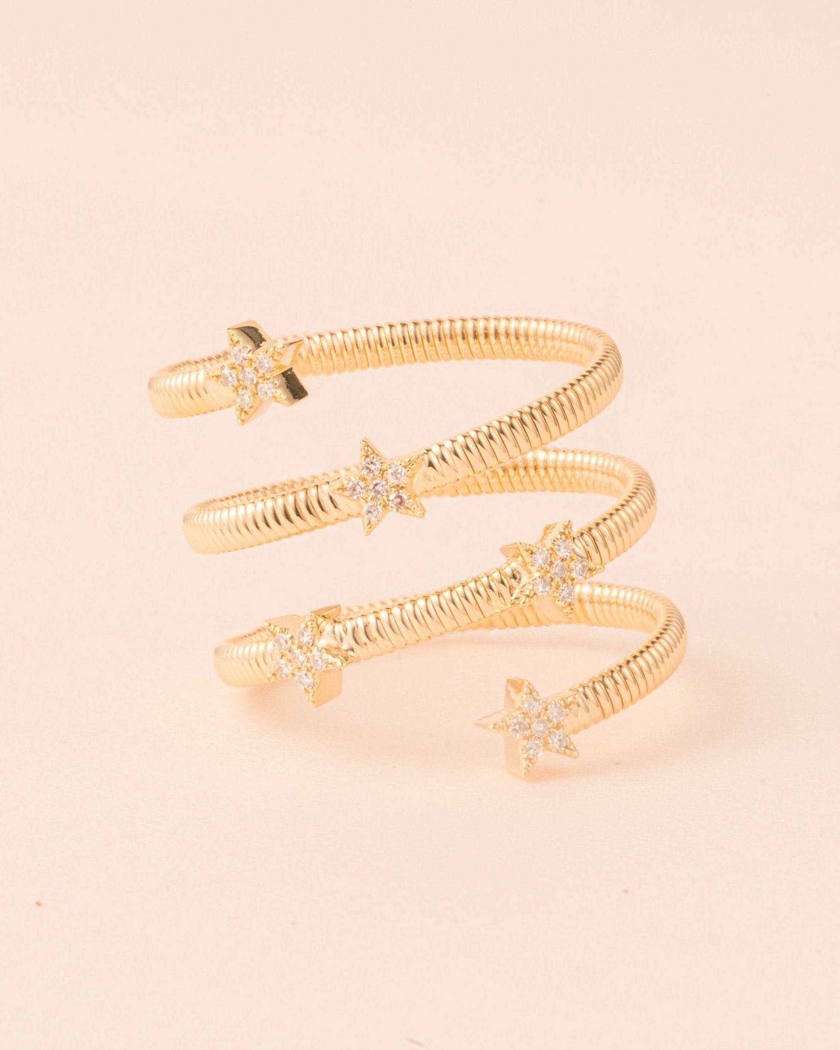 Diamond Shooting Stars Gold Spiral Ring - Sparkle Society