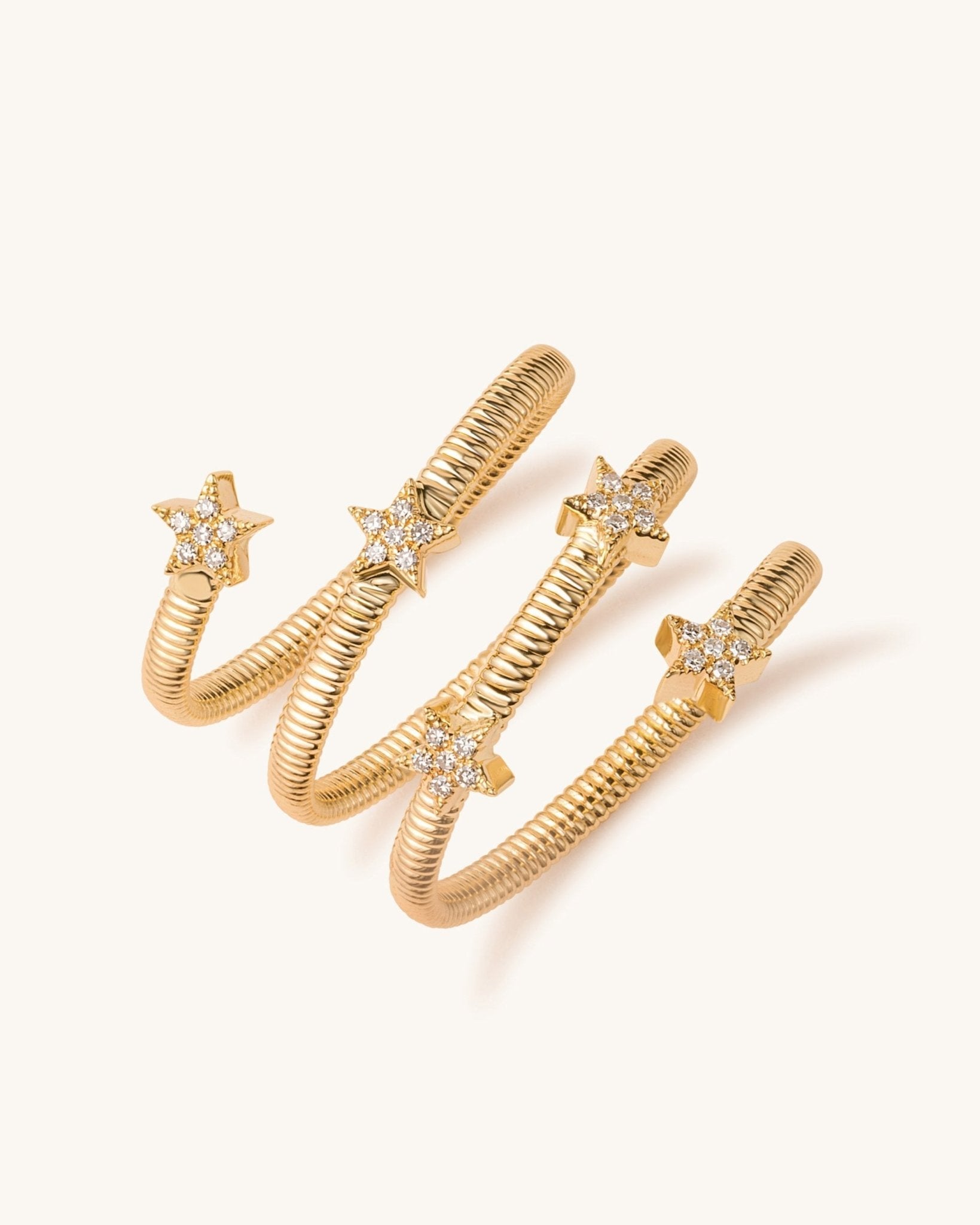Diamond Shooting Stars Gold Spiral Ring - Sparkle Society