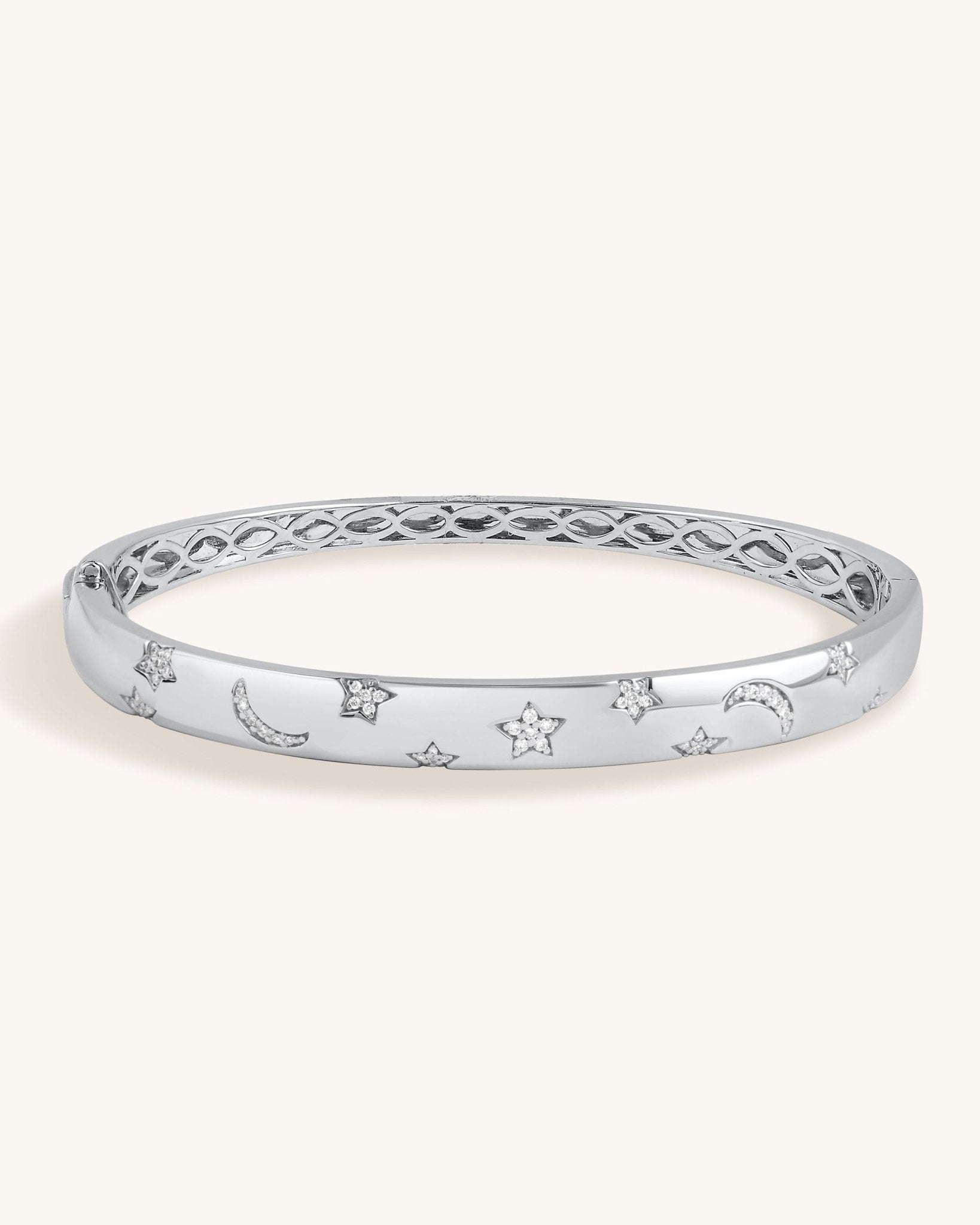 Diamond Star and Moon Gold Bangle - Sparkle Society