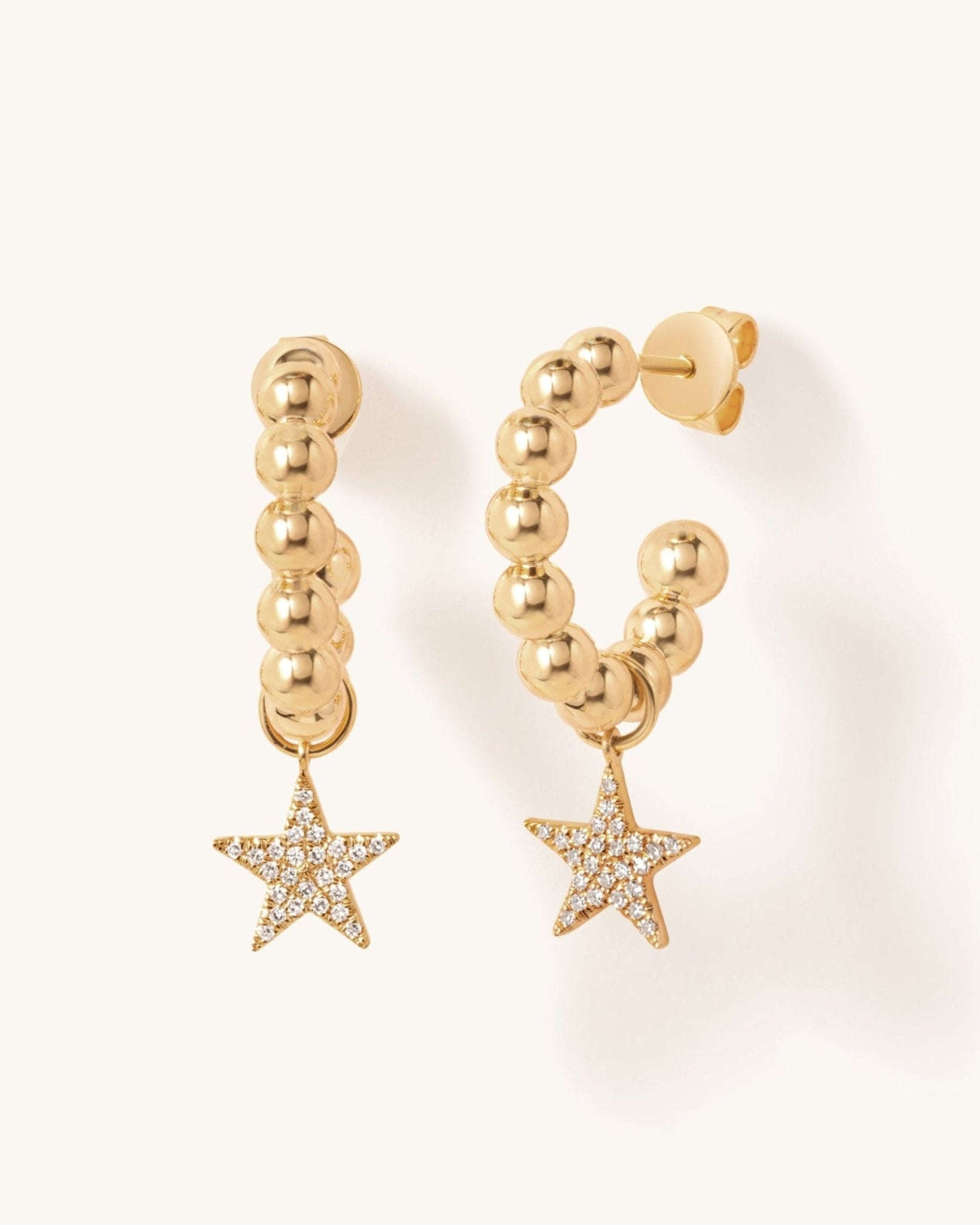 Diamond Star Gold Bead Hoops - Sparkle Society