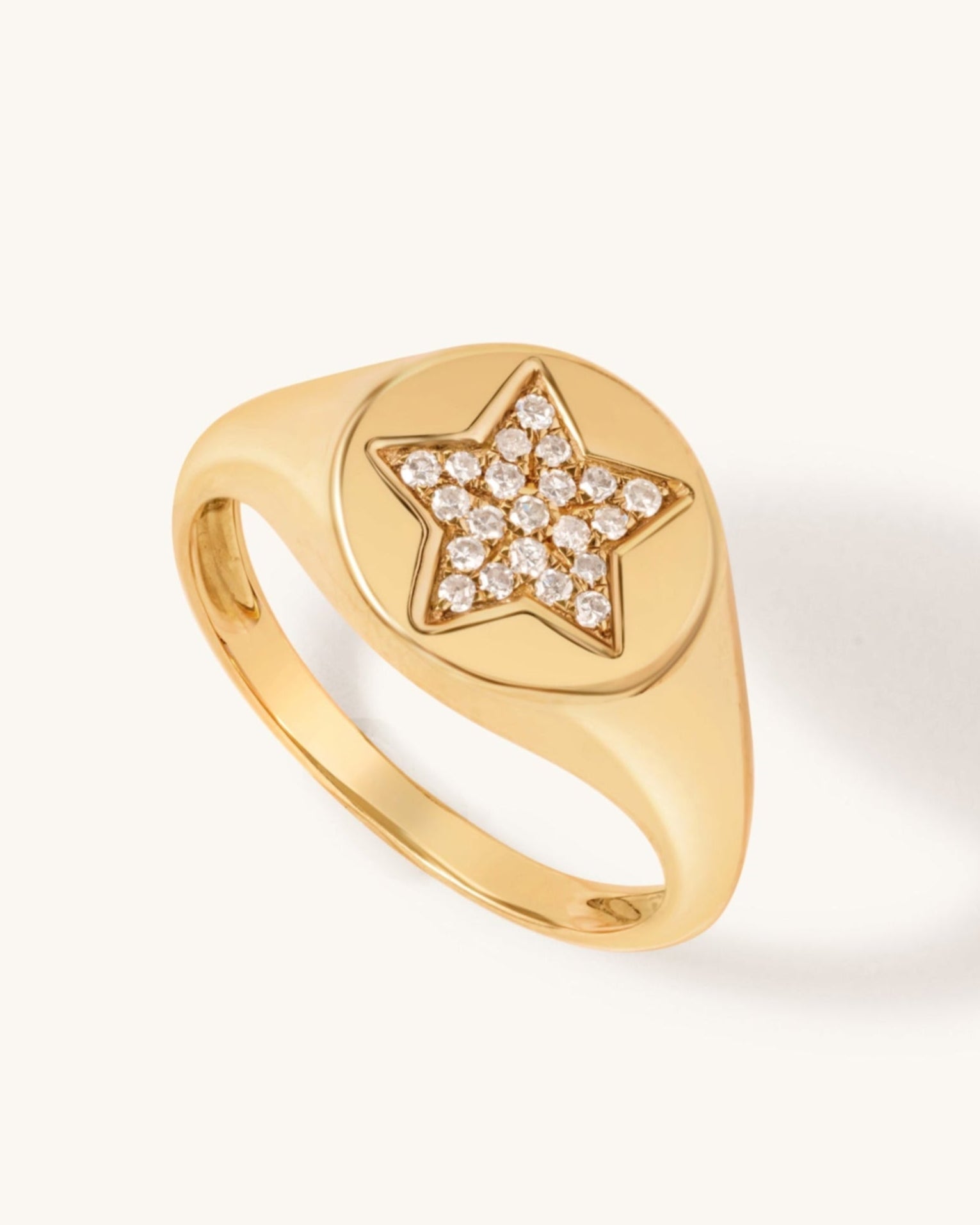 Diamond Star Gold Signet Ring - Sparkle Society