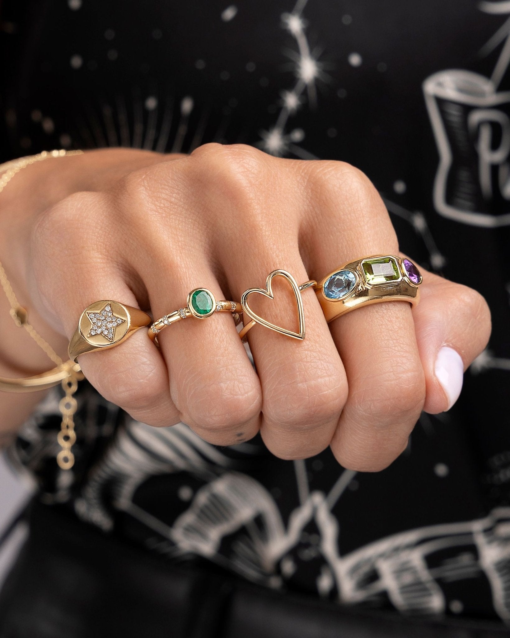 Diamond Star Gold Signet Ring - Sparkle Society