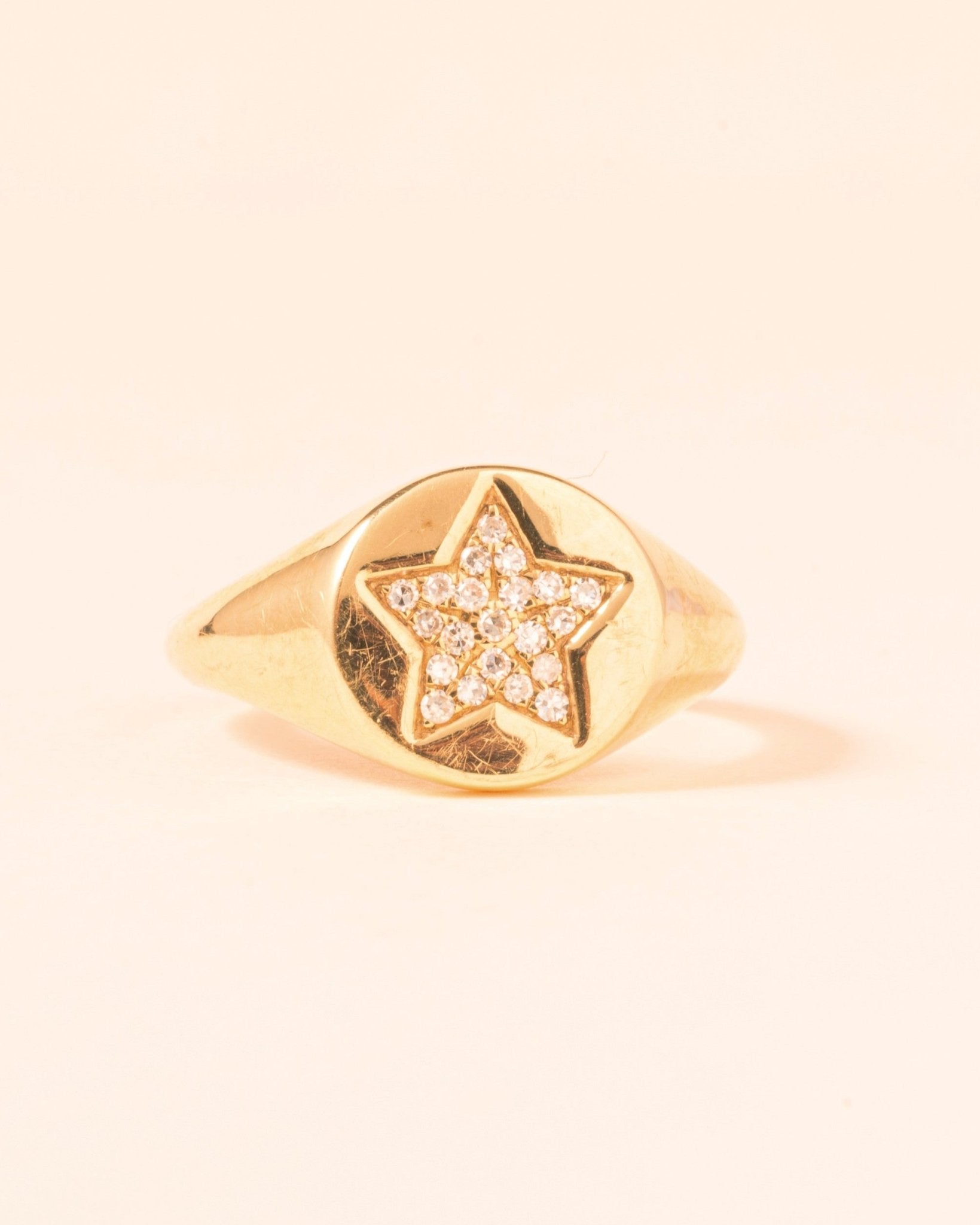 Diamond Star Gold Signet Ring - Sparkle Society