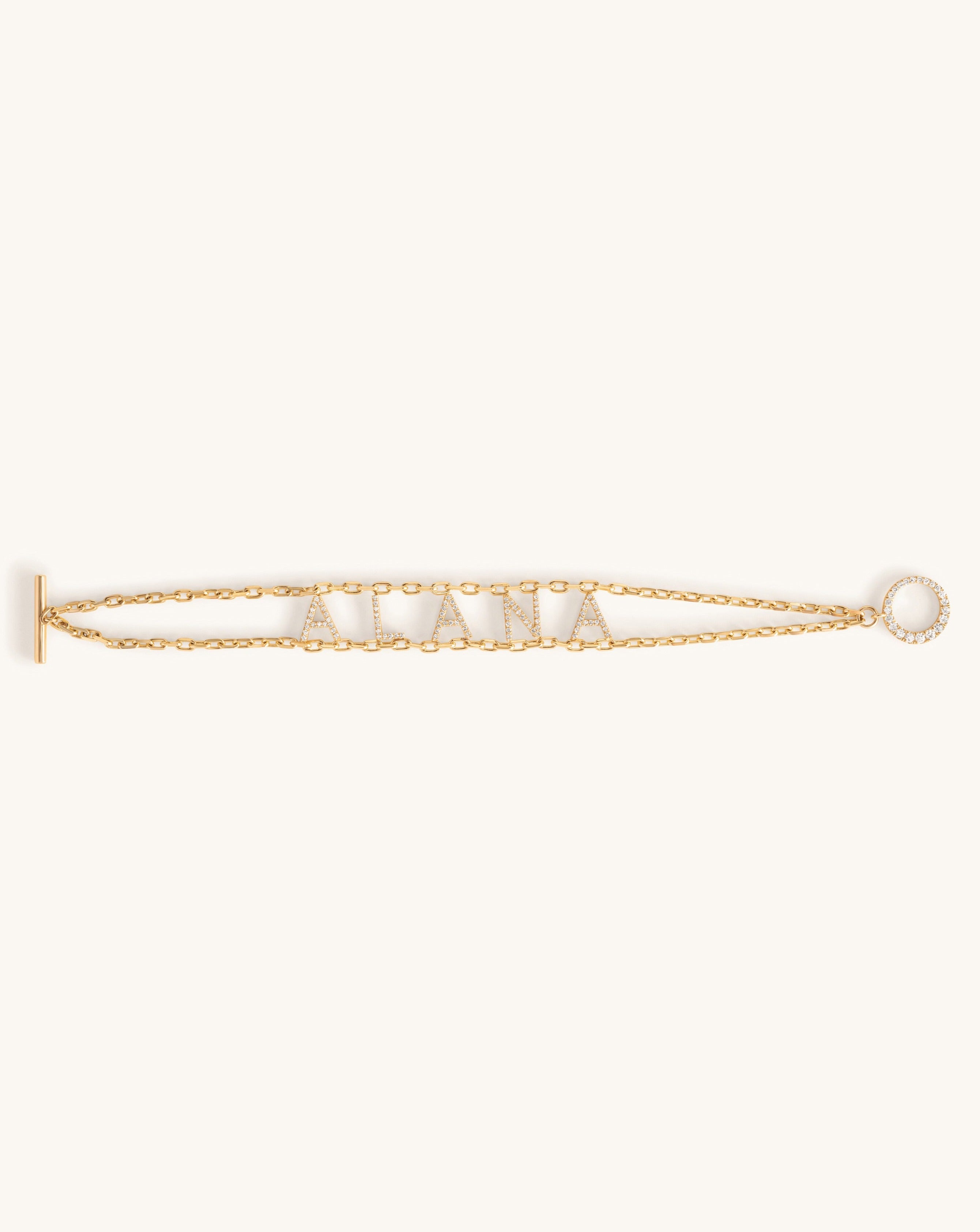 Double Chain Diamond Name Bracelet - Sparkle Society