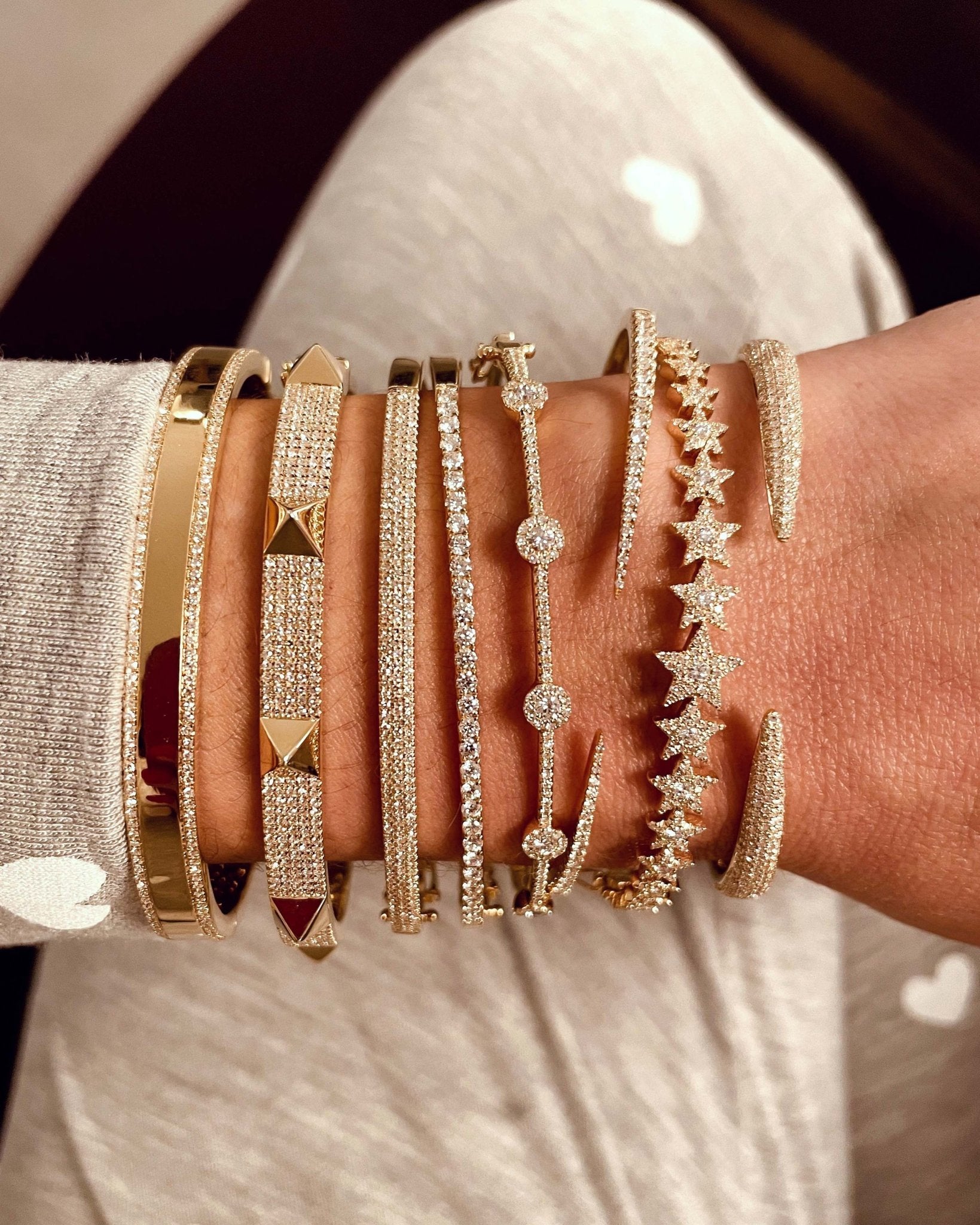 Double Diamond Edge Bangle - Sparkle Society