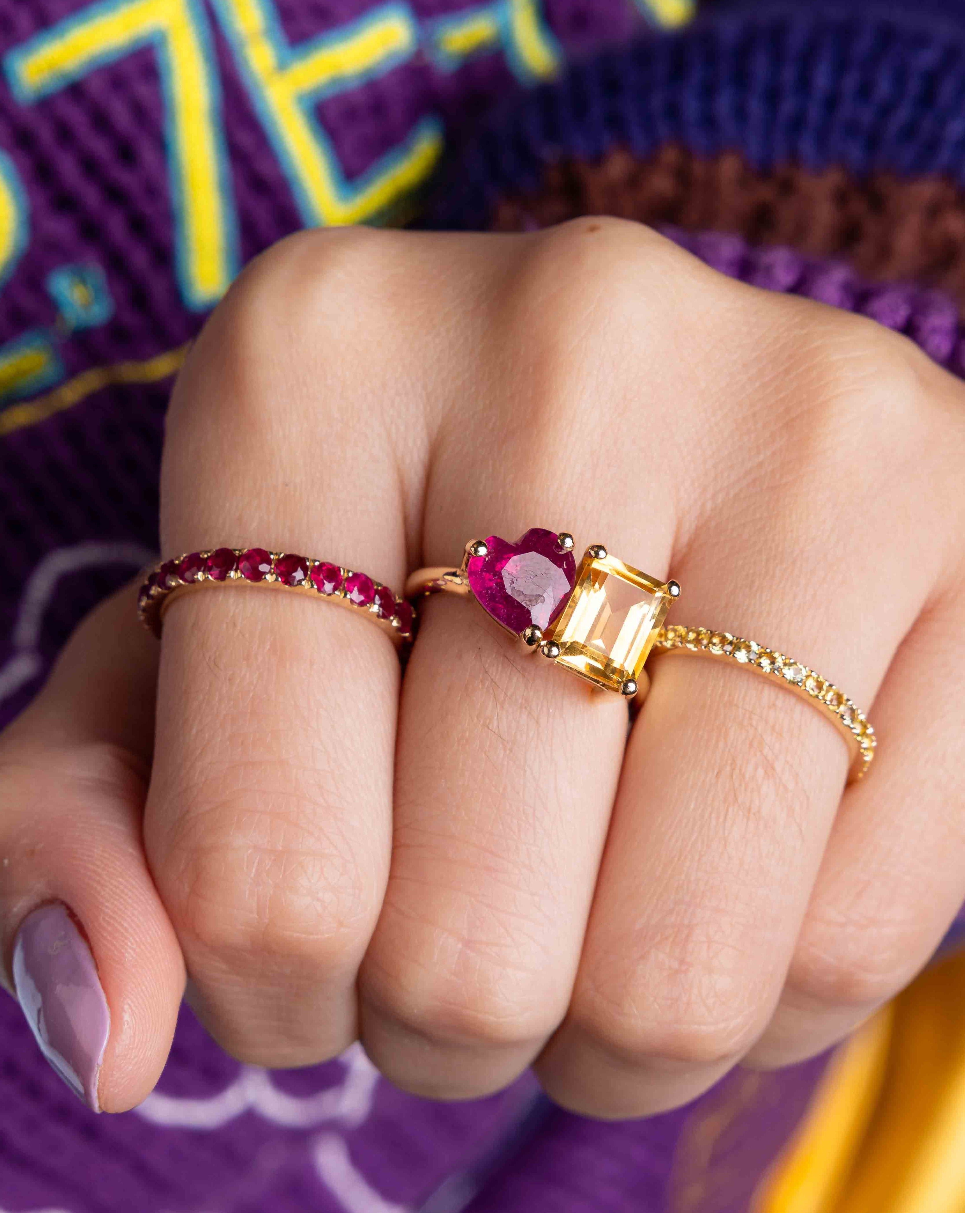 Double Fancy Gemstone Ring - Sparkle Society