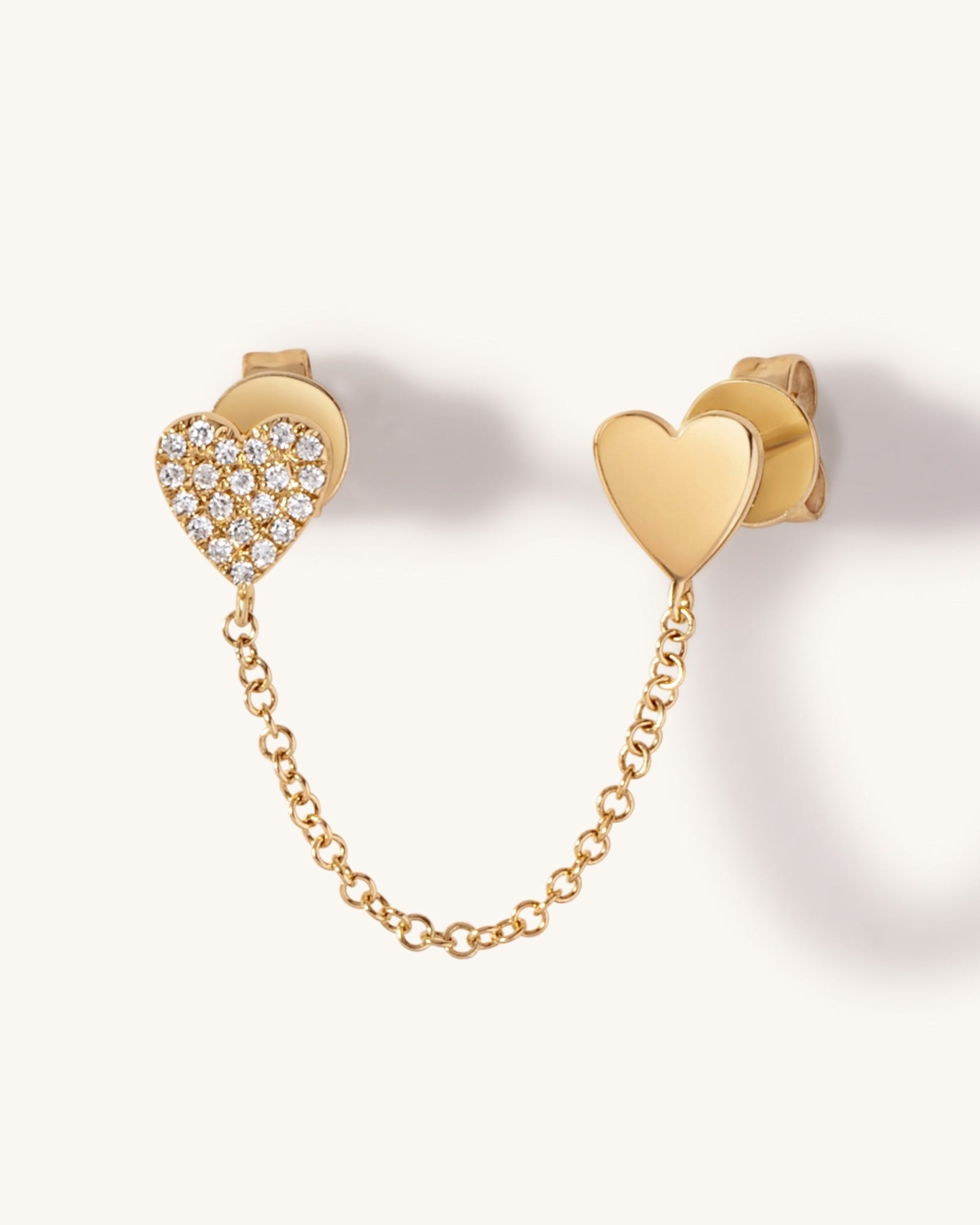 Double Heart Chain Drop Earrings - Sparkle Society