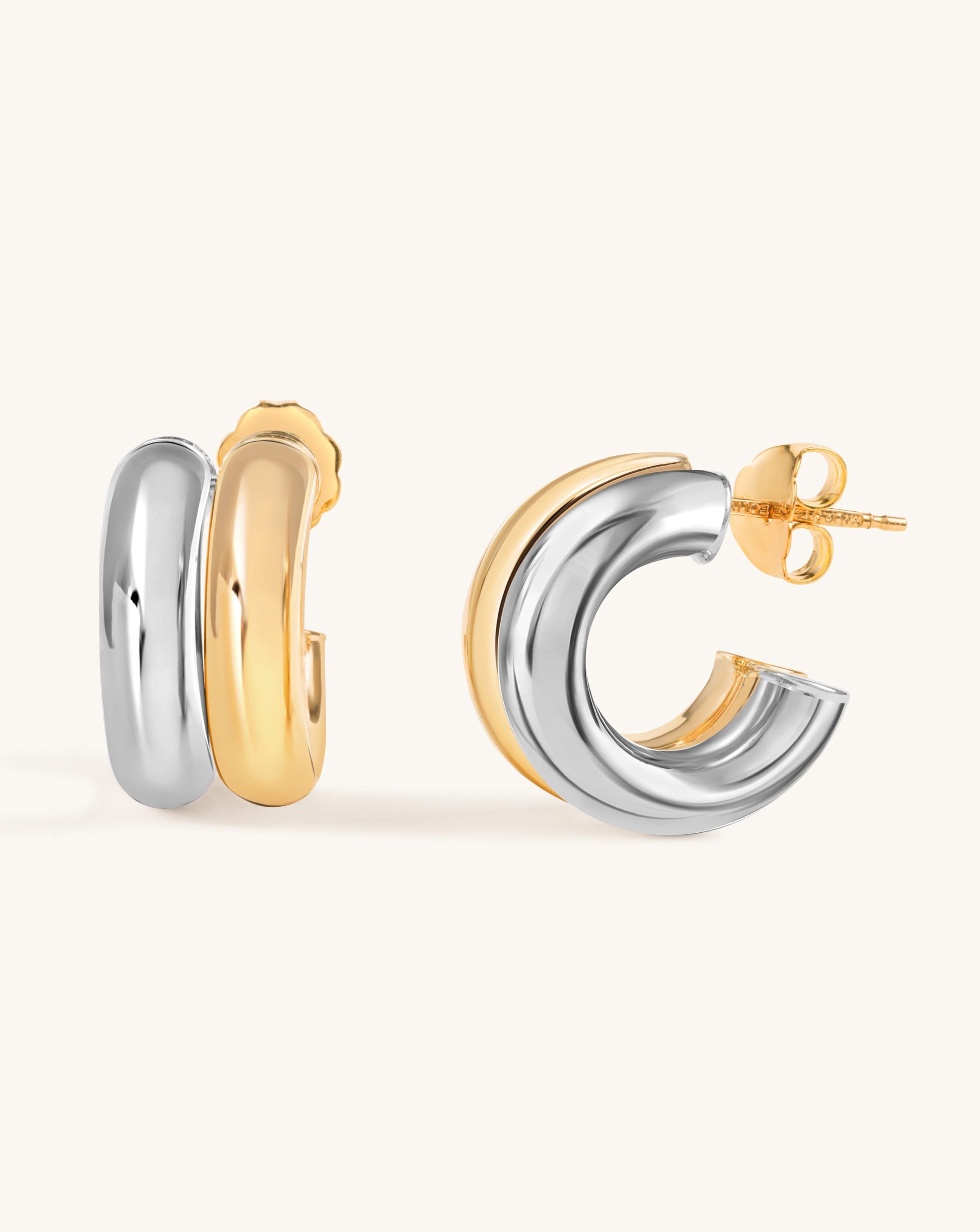 Double Hollow Gold Tube Hoops - Sparkle Society