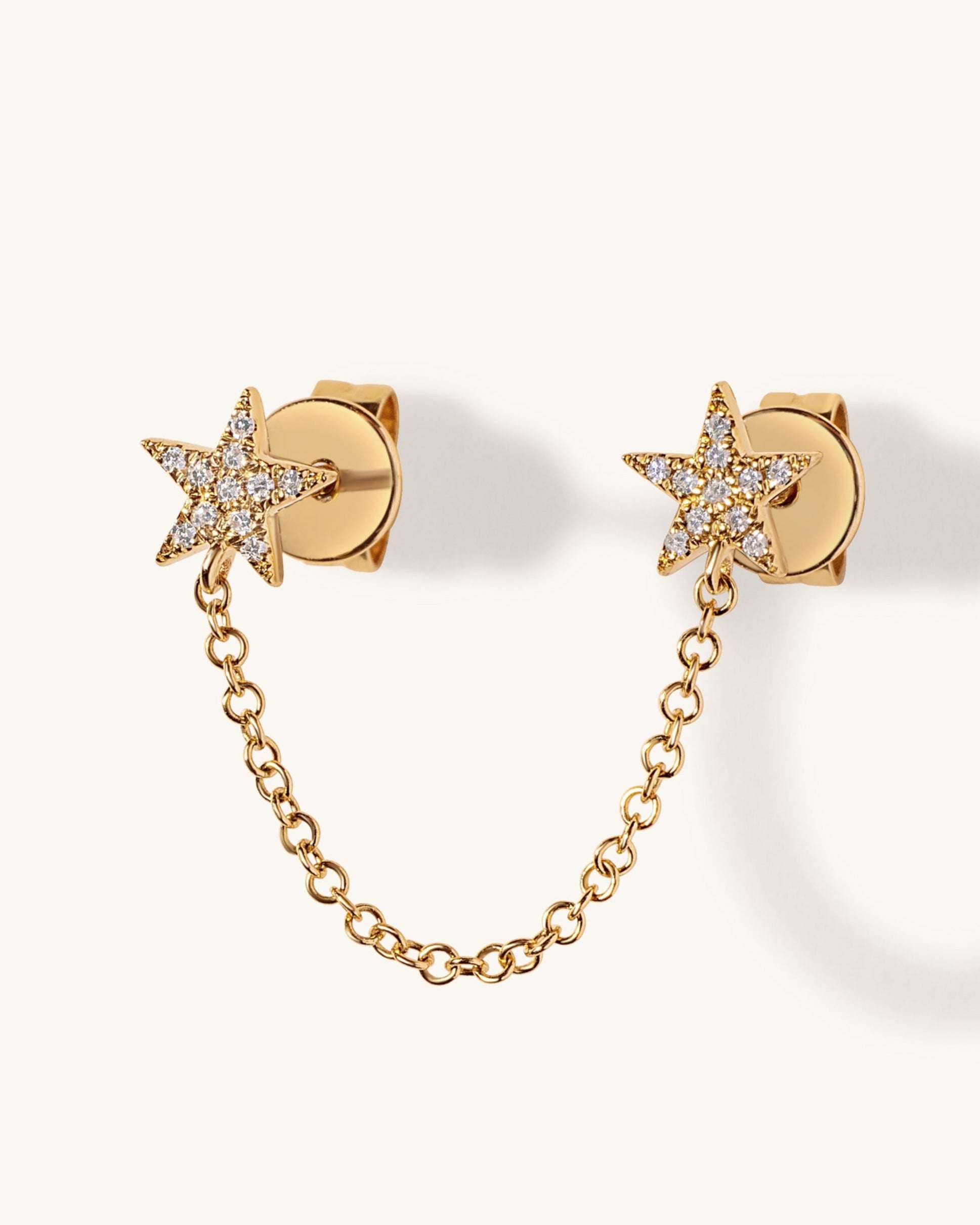 Double Pave Star Chain Drop Earrings - Sparkle Society
