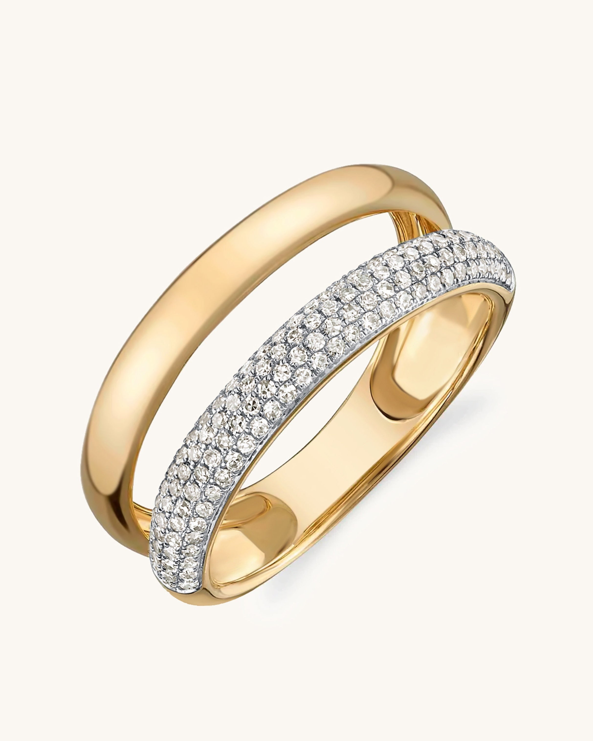 Double Row Gold And Diamond Open Ring - Sparkle Society