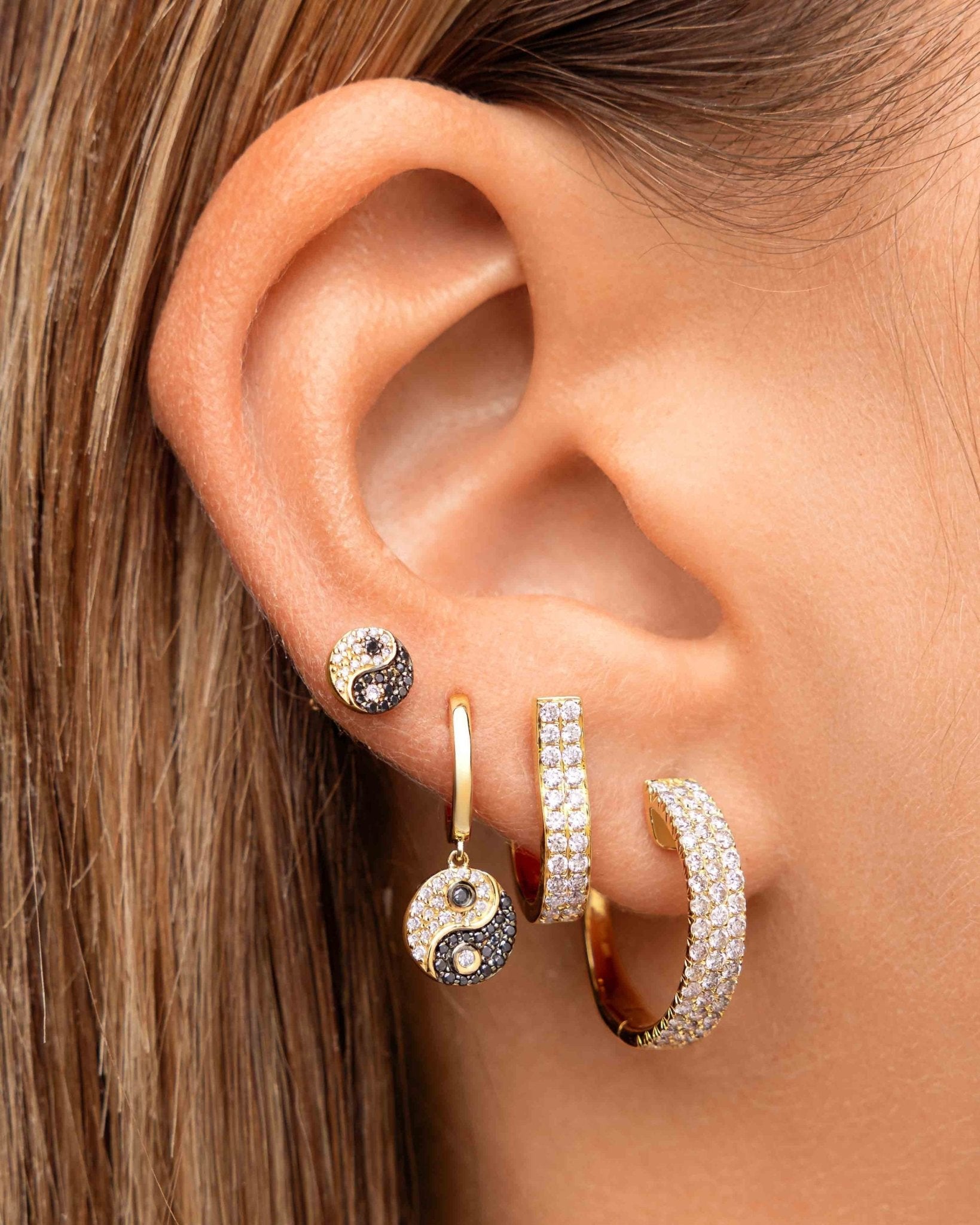 Elongated Double Row Diamond Huggies - Sparkle Society