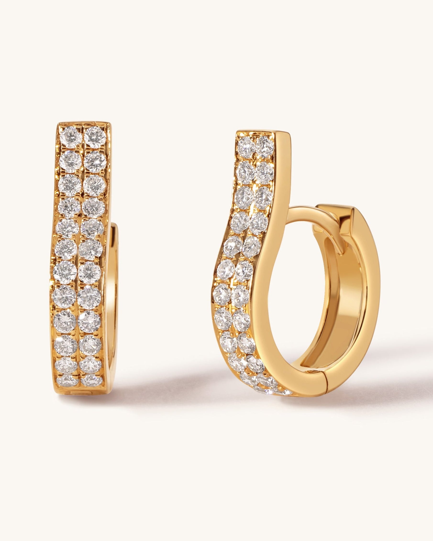 Elongated Double Row Diamond Huggies - Sparkle Society