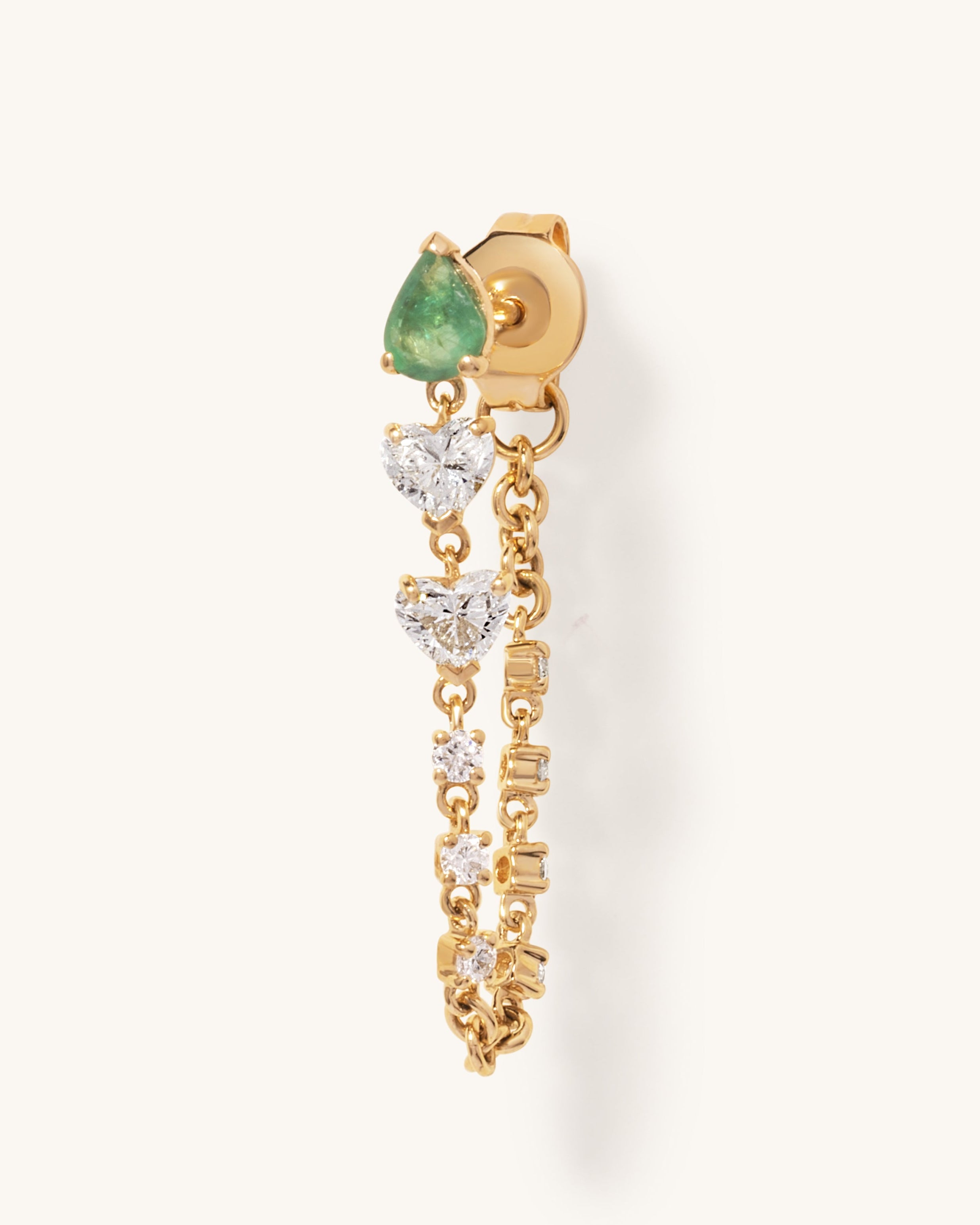 Emerald Pear Diamond Heart Drop Earrings - Sparkle Society