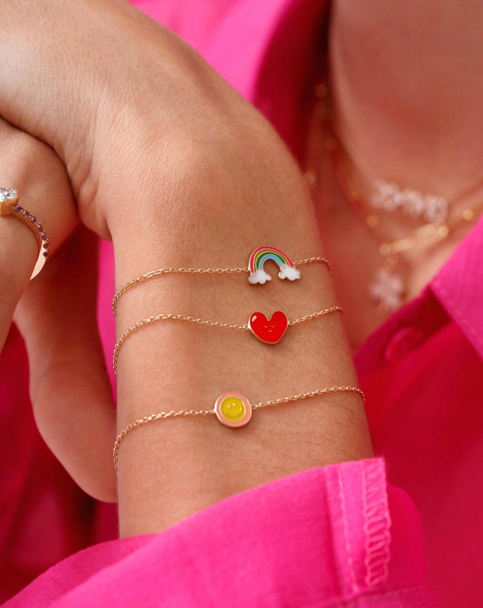 Enamel Smiley Face Bracelet - Sparkle Society