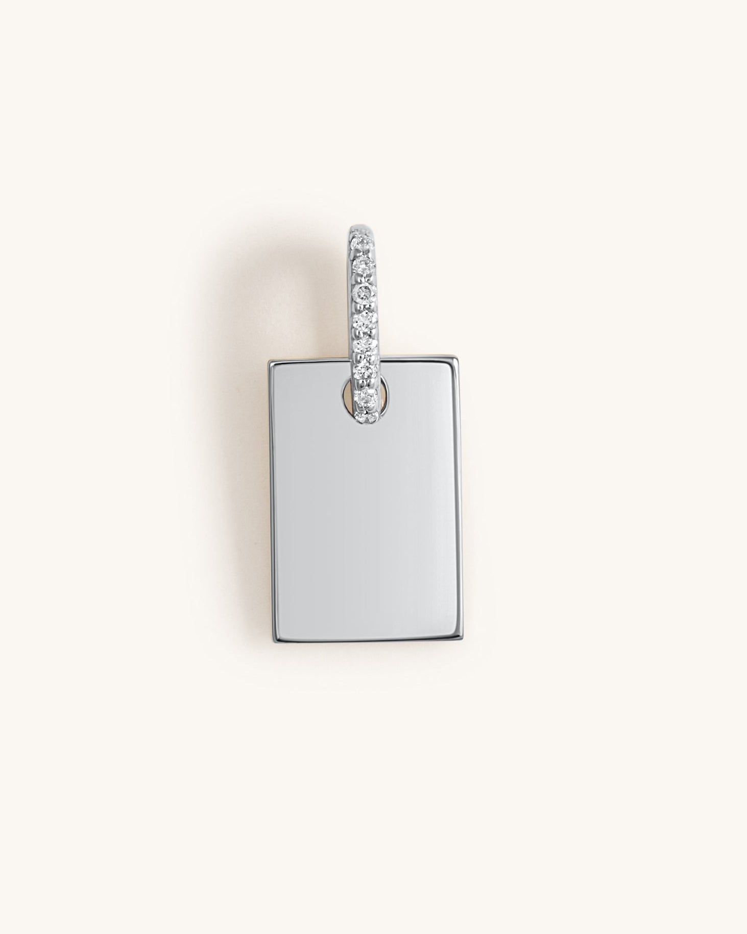 Engravable Solid Gold With Diamond Hoop ID Tag - Sparkle Society