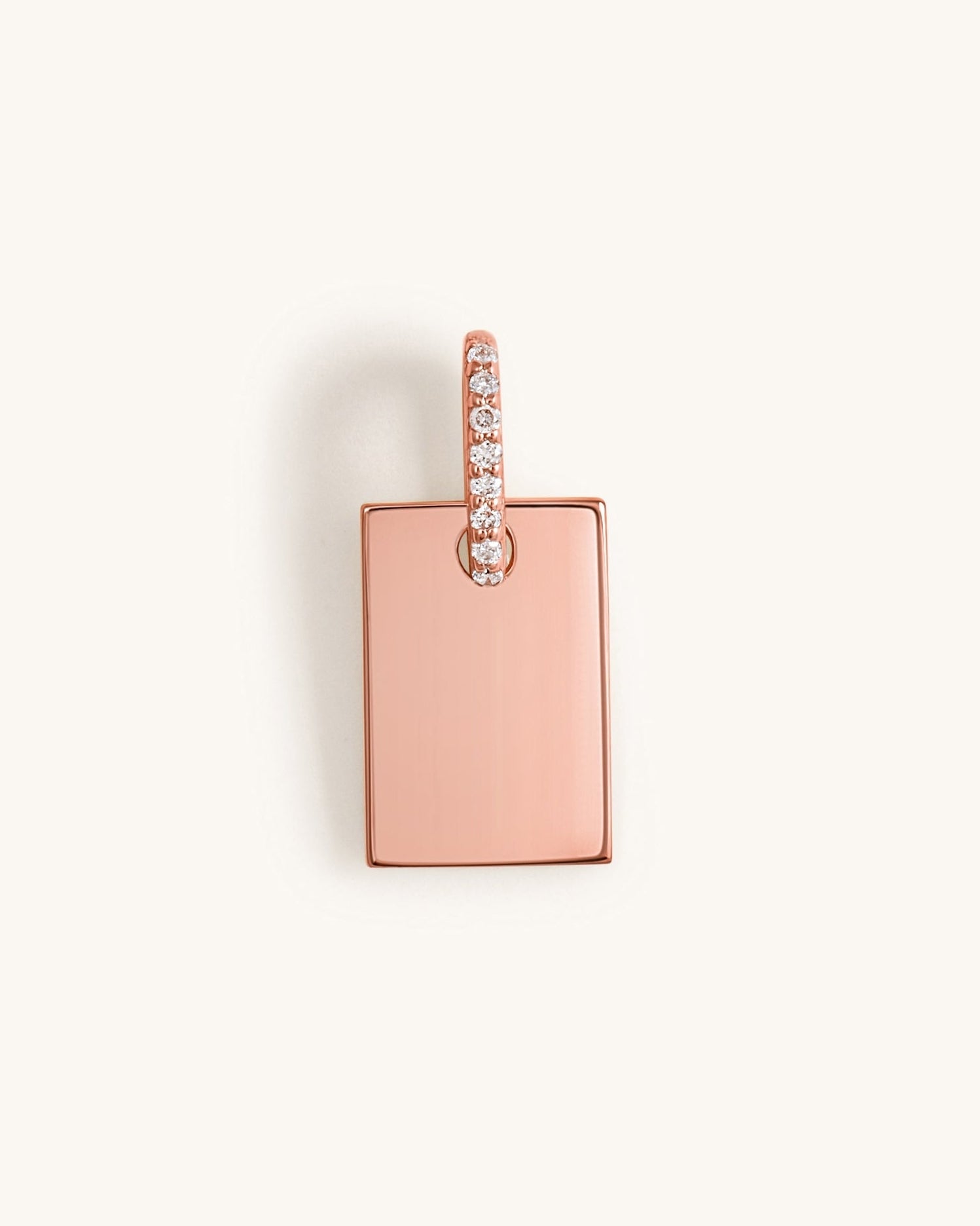 Engravable Solid Gold With Diamond Hoop ID Tag - Sparkle Society