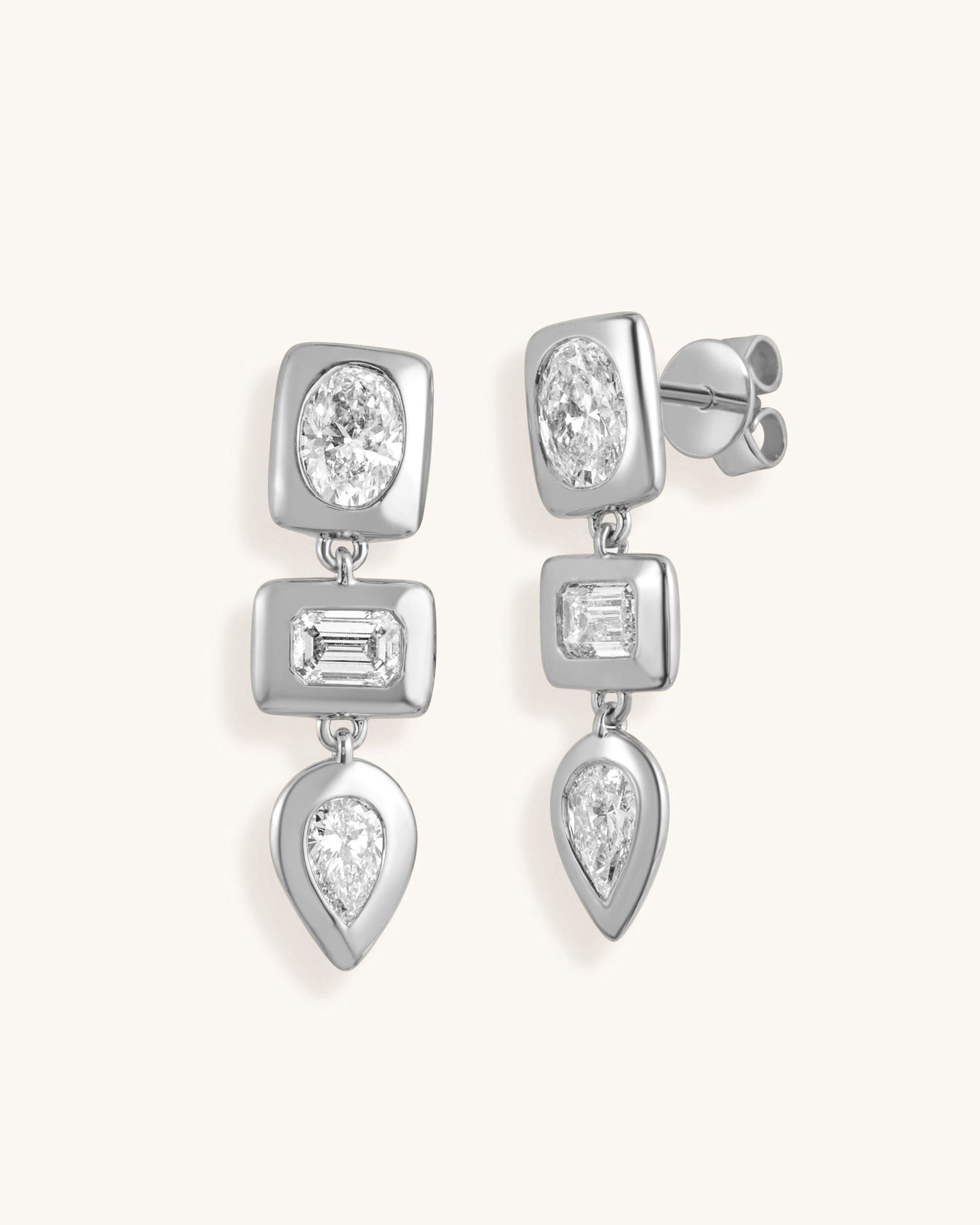 Fancy Diamond Bezel Drop Studs - Sparkle Society
