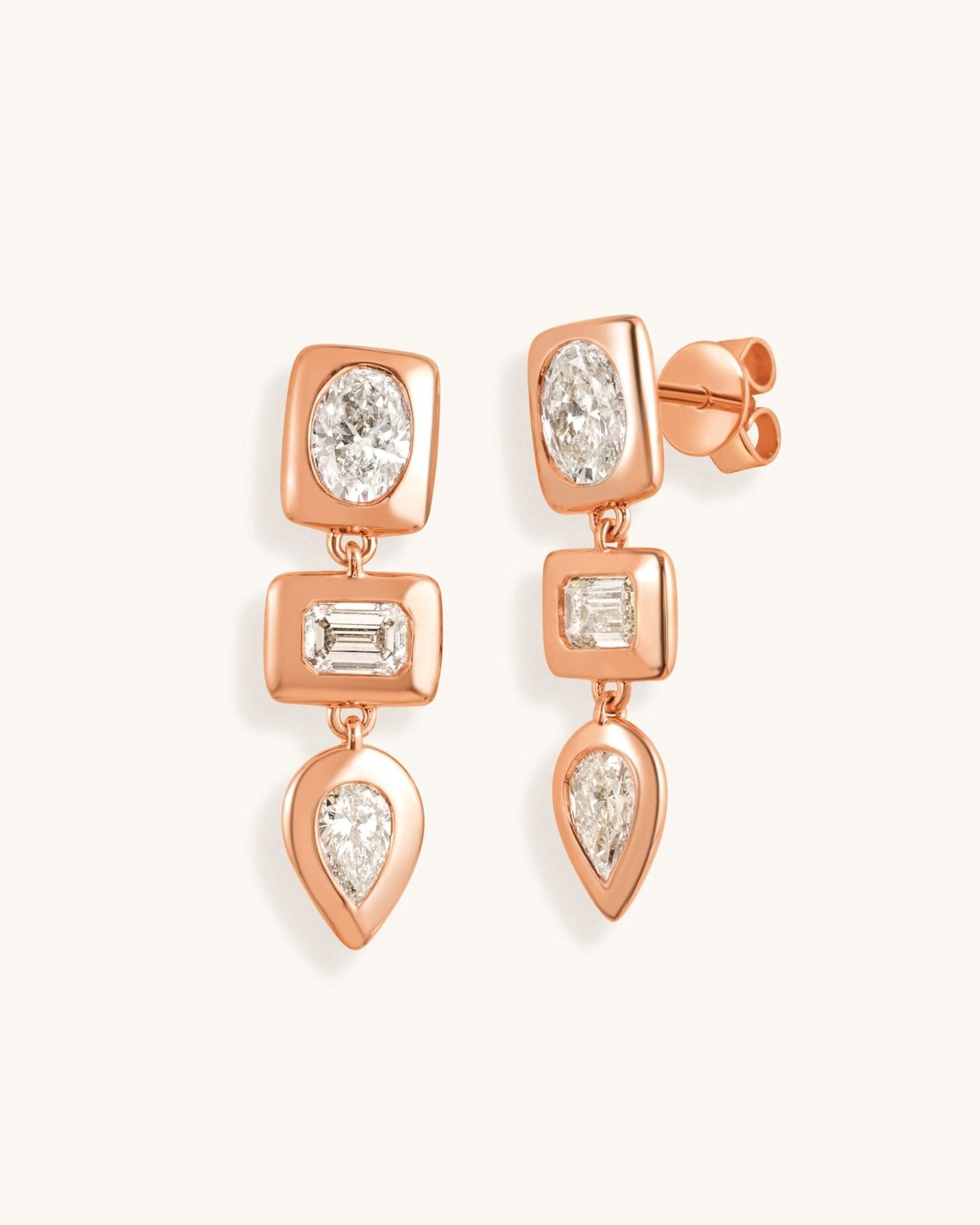 Fancy Diamond Bezel Drop Studs - Sparkle Society