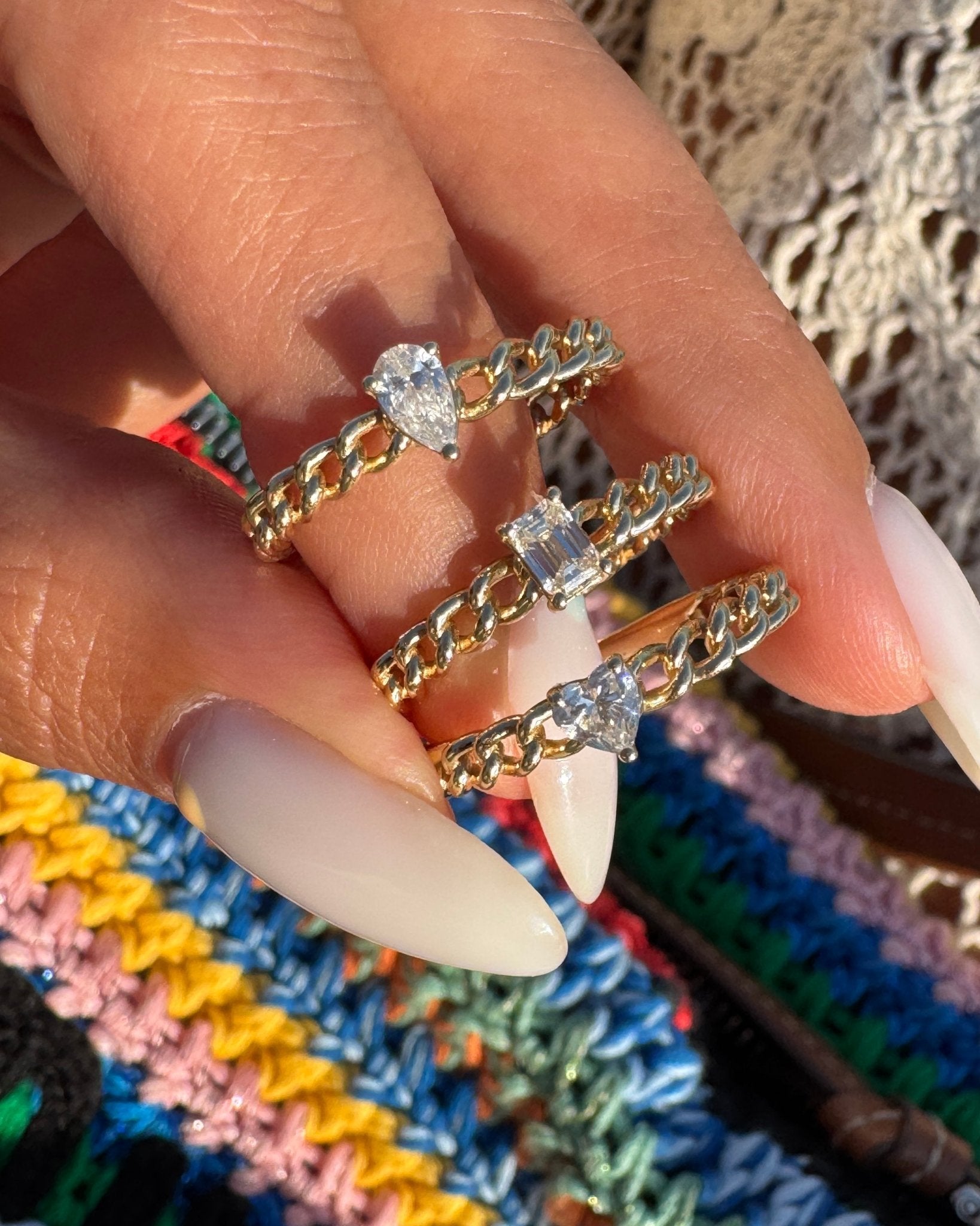 Fancy Diamond Cuban Link Ring - Sparkle Society