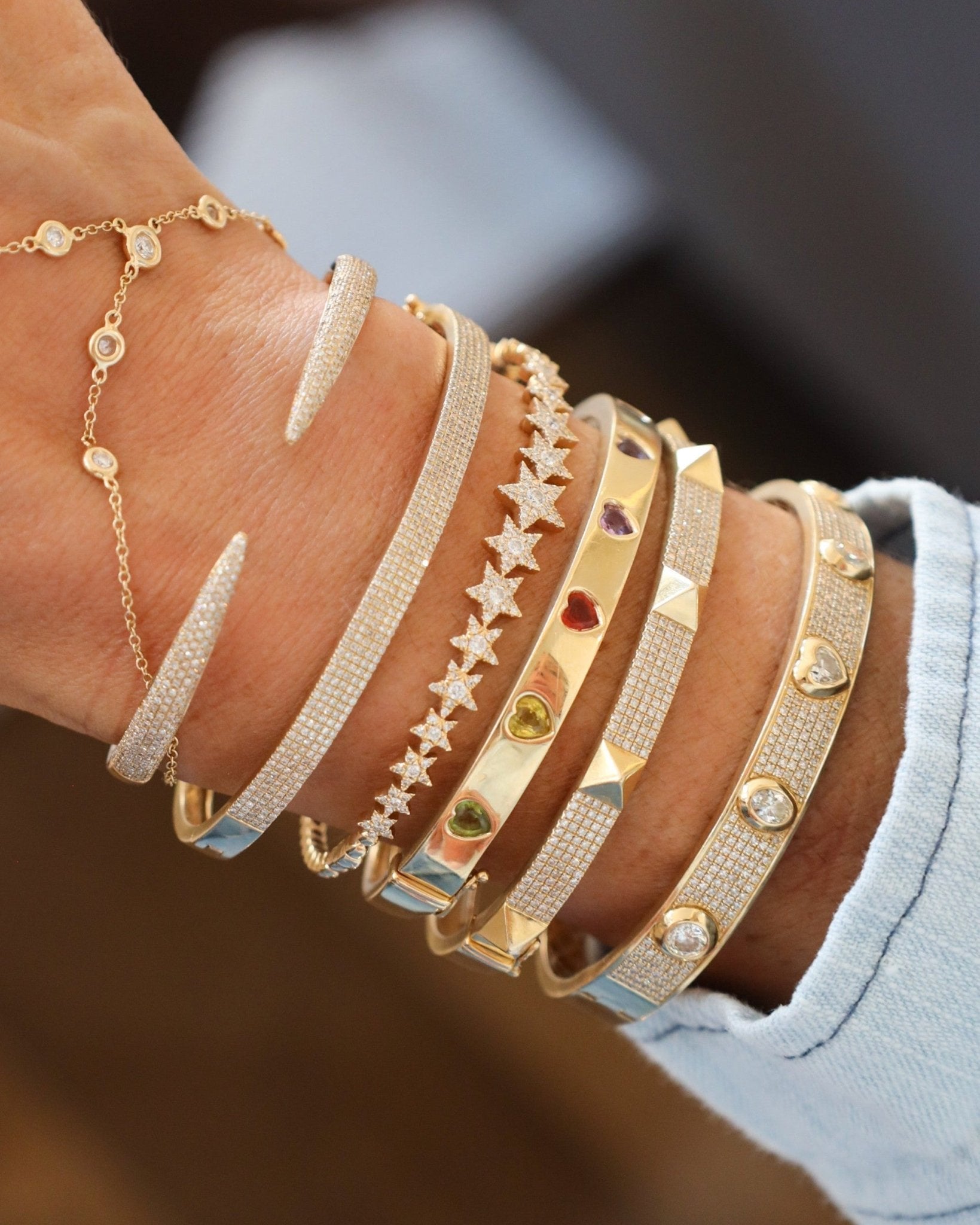 Five Row Diamond Bangle - Sparkle Society