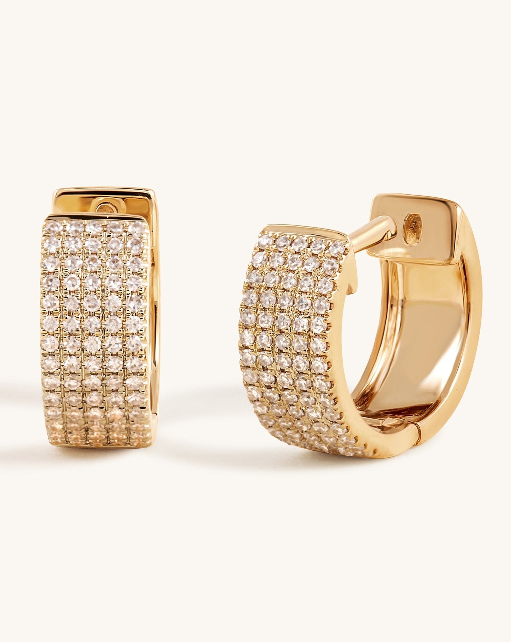 Five Row Diamond Huggie Earrings - Sparkle Society