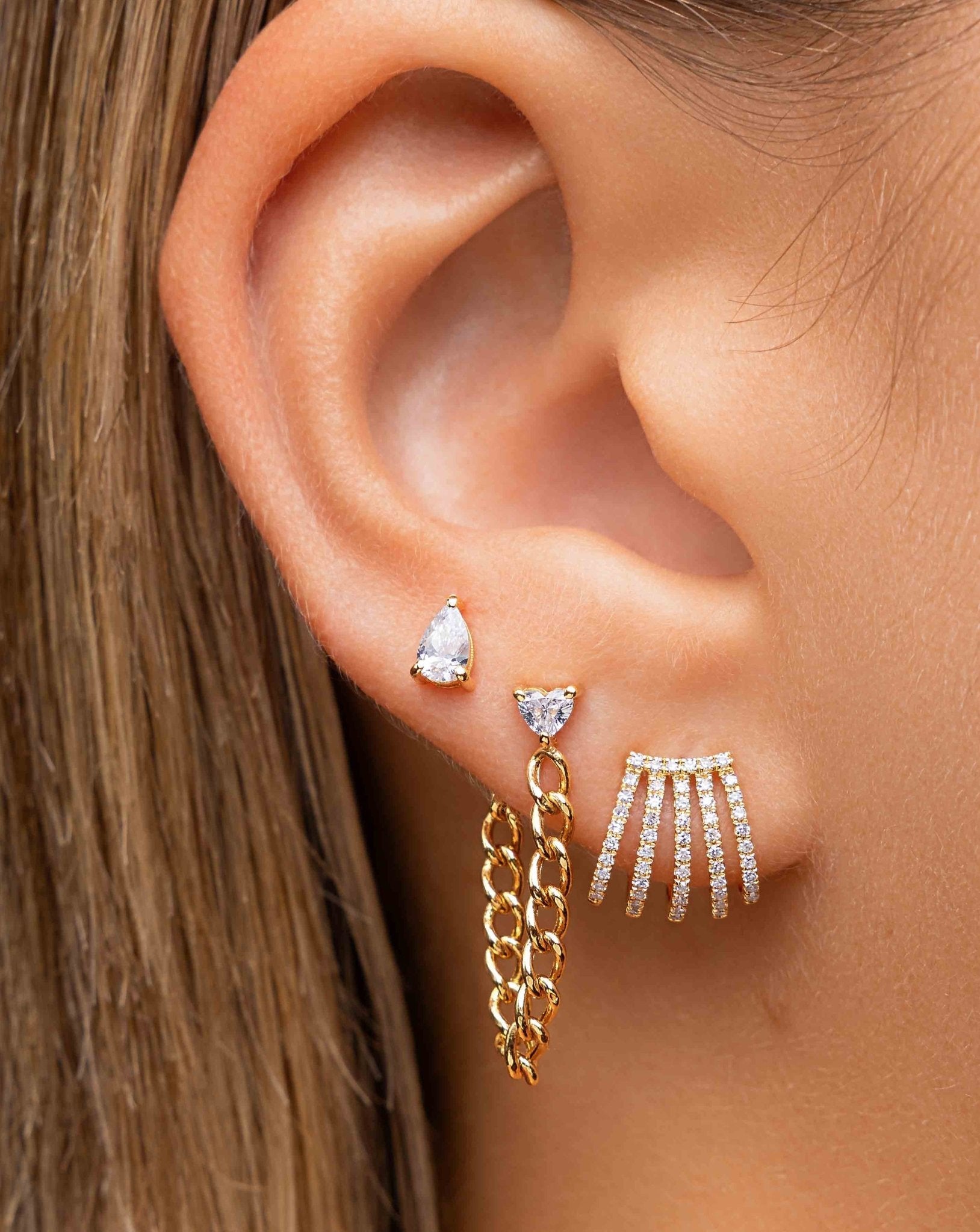 Five Row Pave Diamond Caged Studs - Sparkle Society