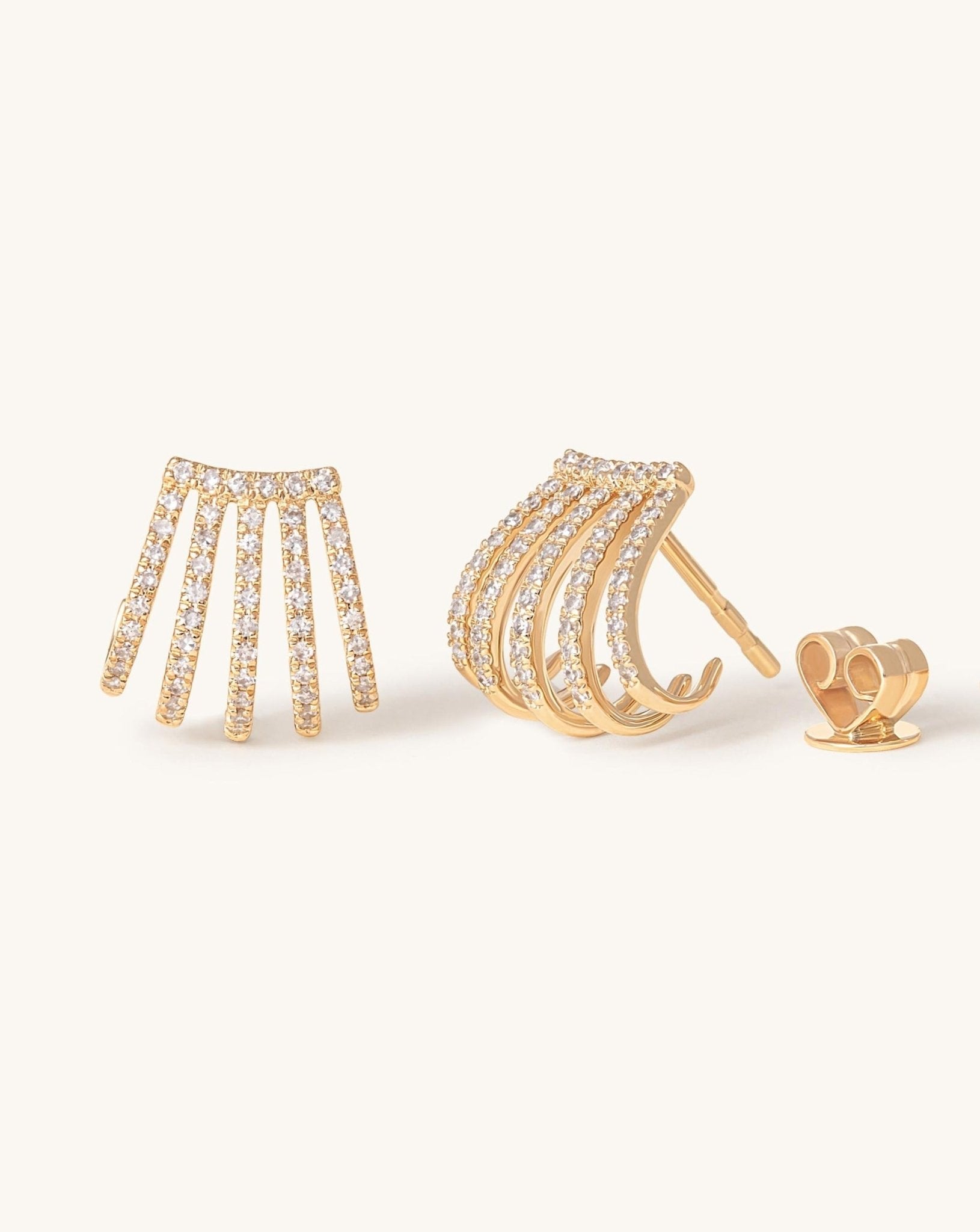 Five Row Pave Diamond Caged Studs - Sparkle Society
