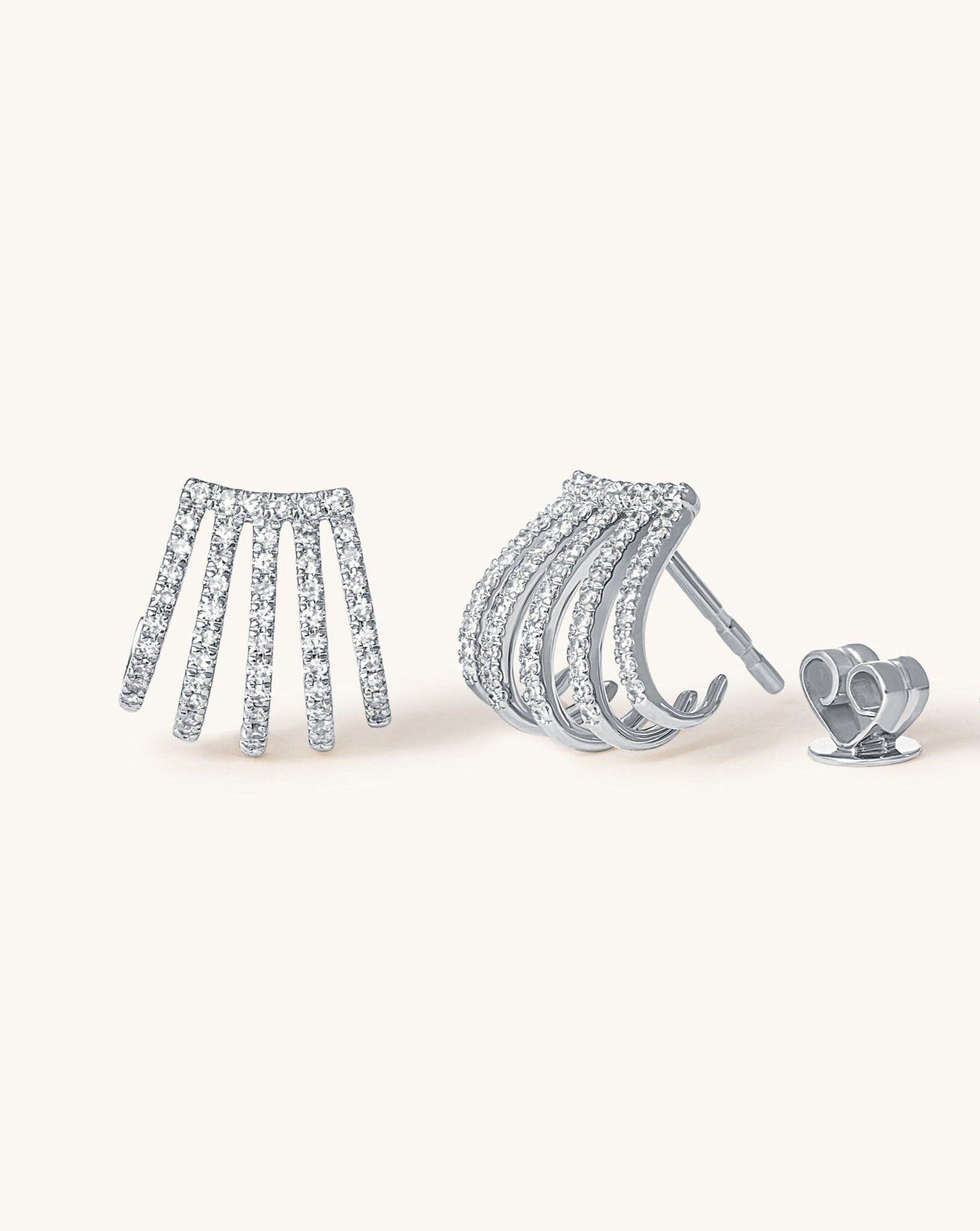 Five Row Pave Diamond Caged Studs - Sparkle Society
