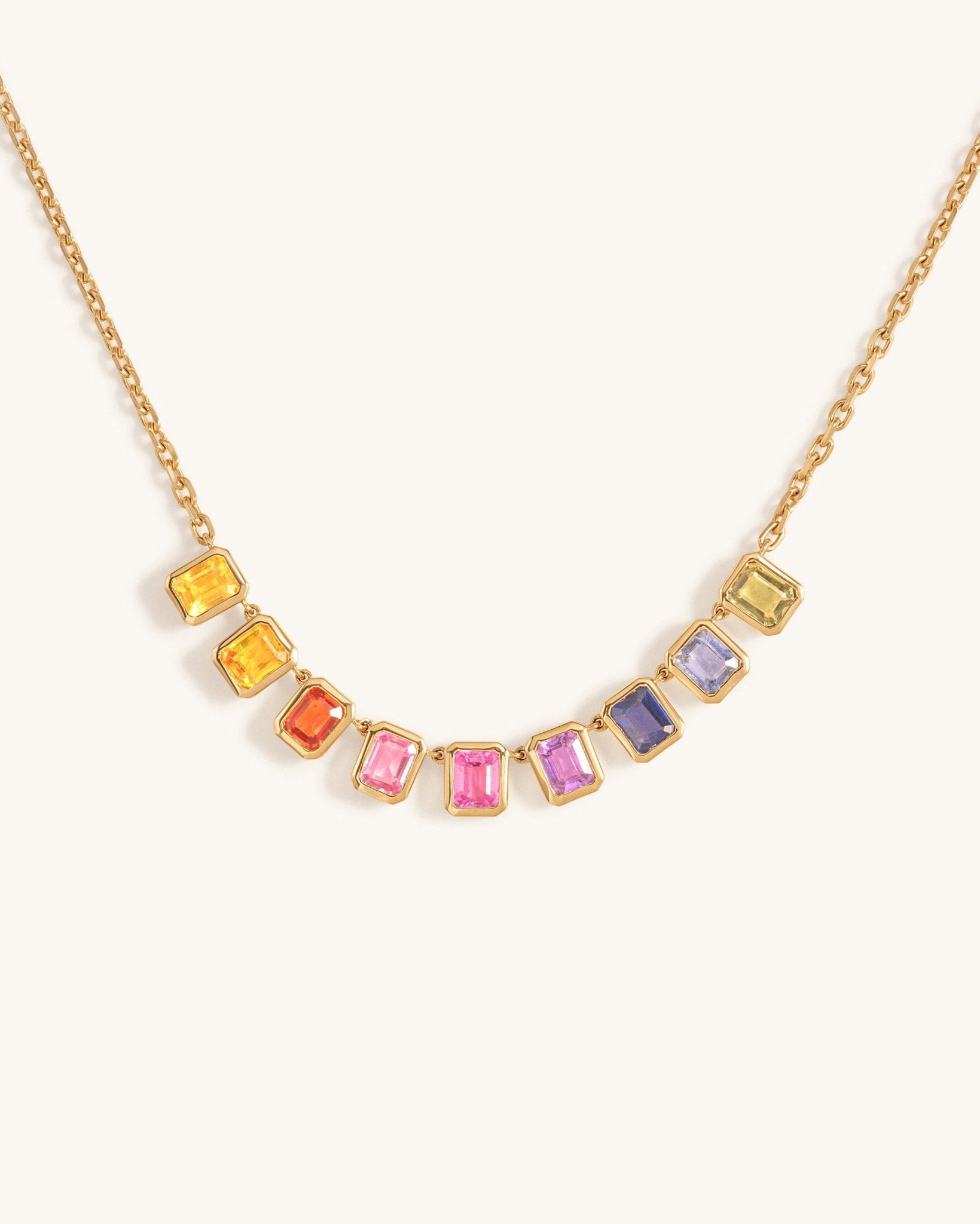 Gemstone Baguette Rainbow Necklace - Sparkle Society