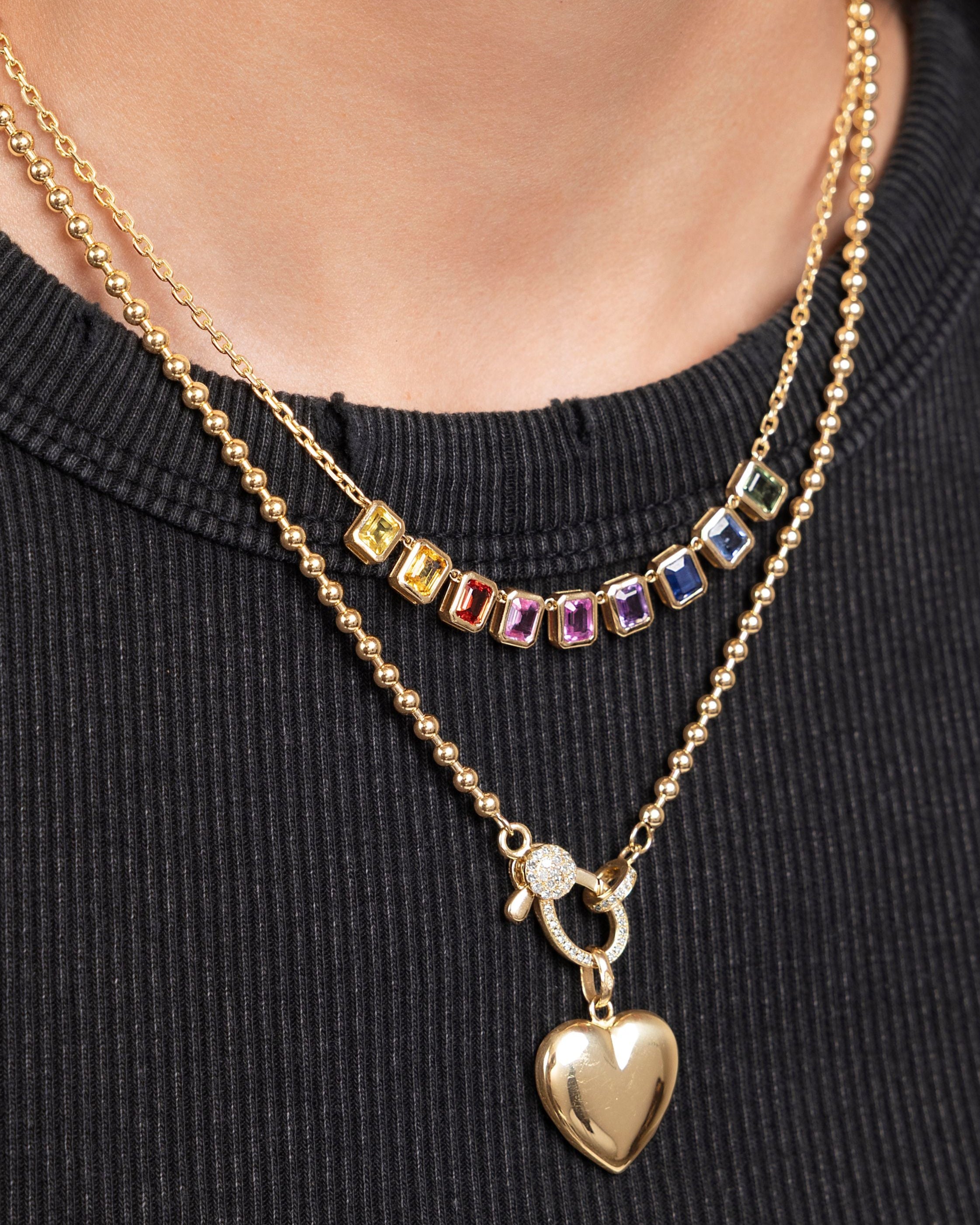 Gemstone Baguette Rainbow Necklace - Sparkle Society