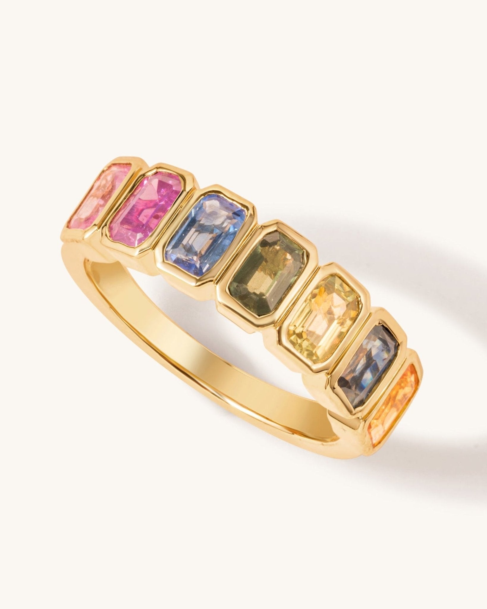 Gemstone Baguette Rainbow Ring - Sparkle Society