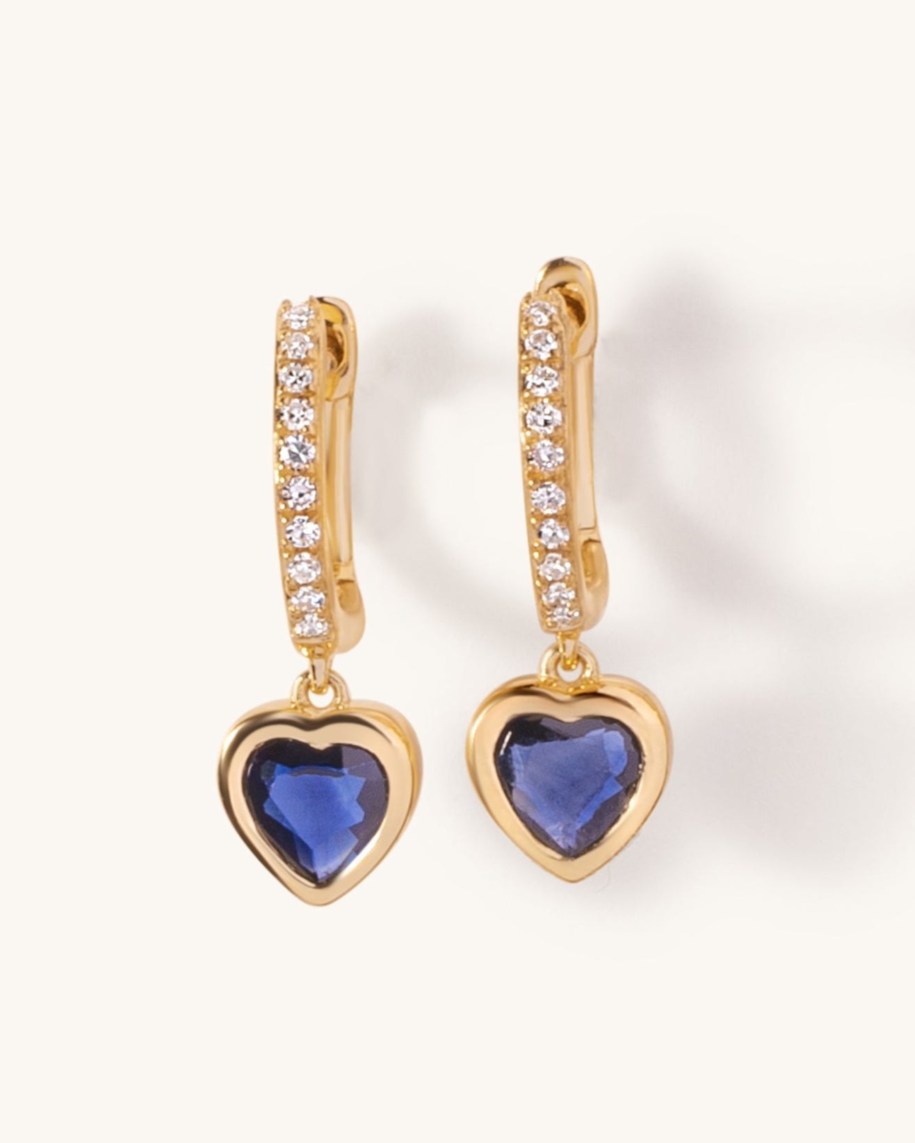 Gemstone Dangling Heart Shape Huggies - Sparkle Society