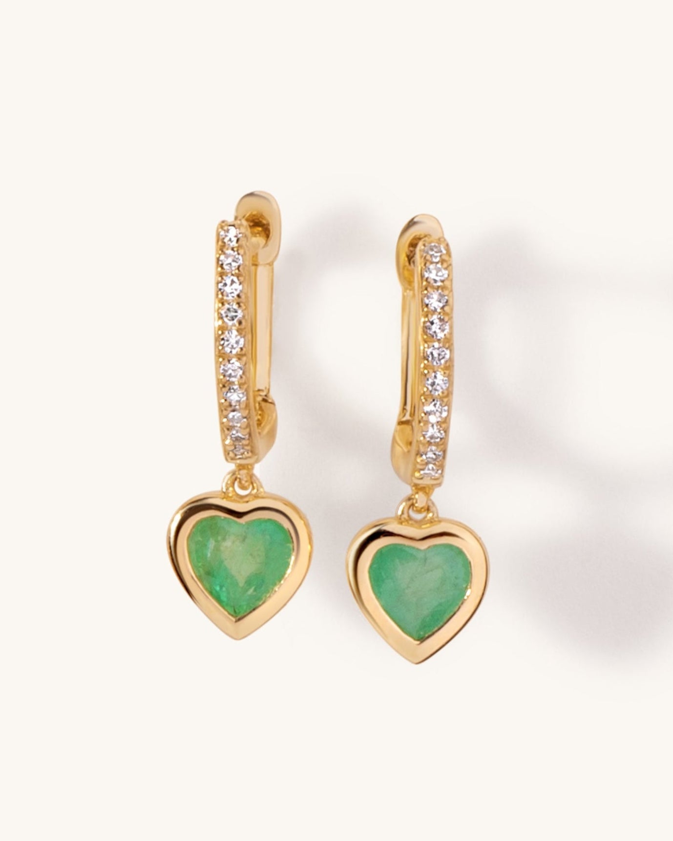 Gemstone Dangling Heart Shape Huggies - Sparkle Society