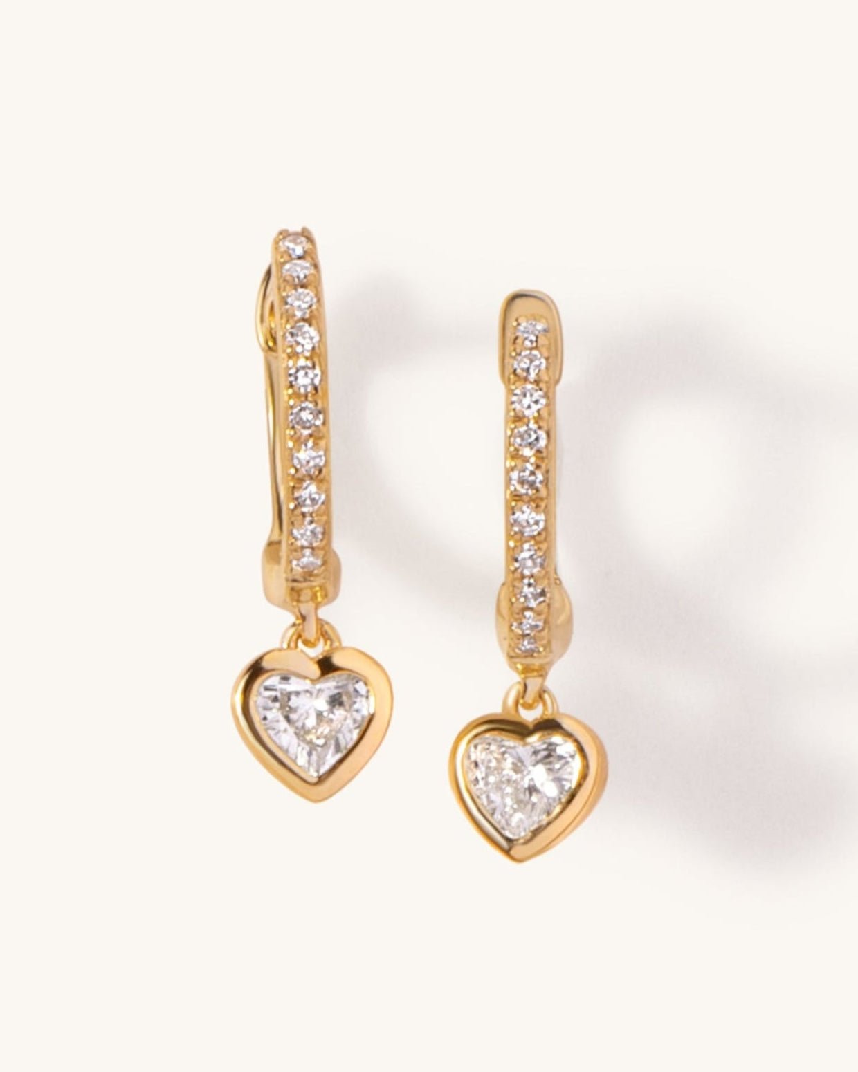 Gemstone Dangling Heart Shape Huggies - Sparkle Society