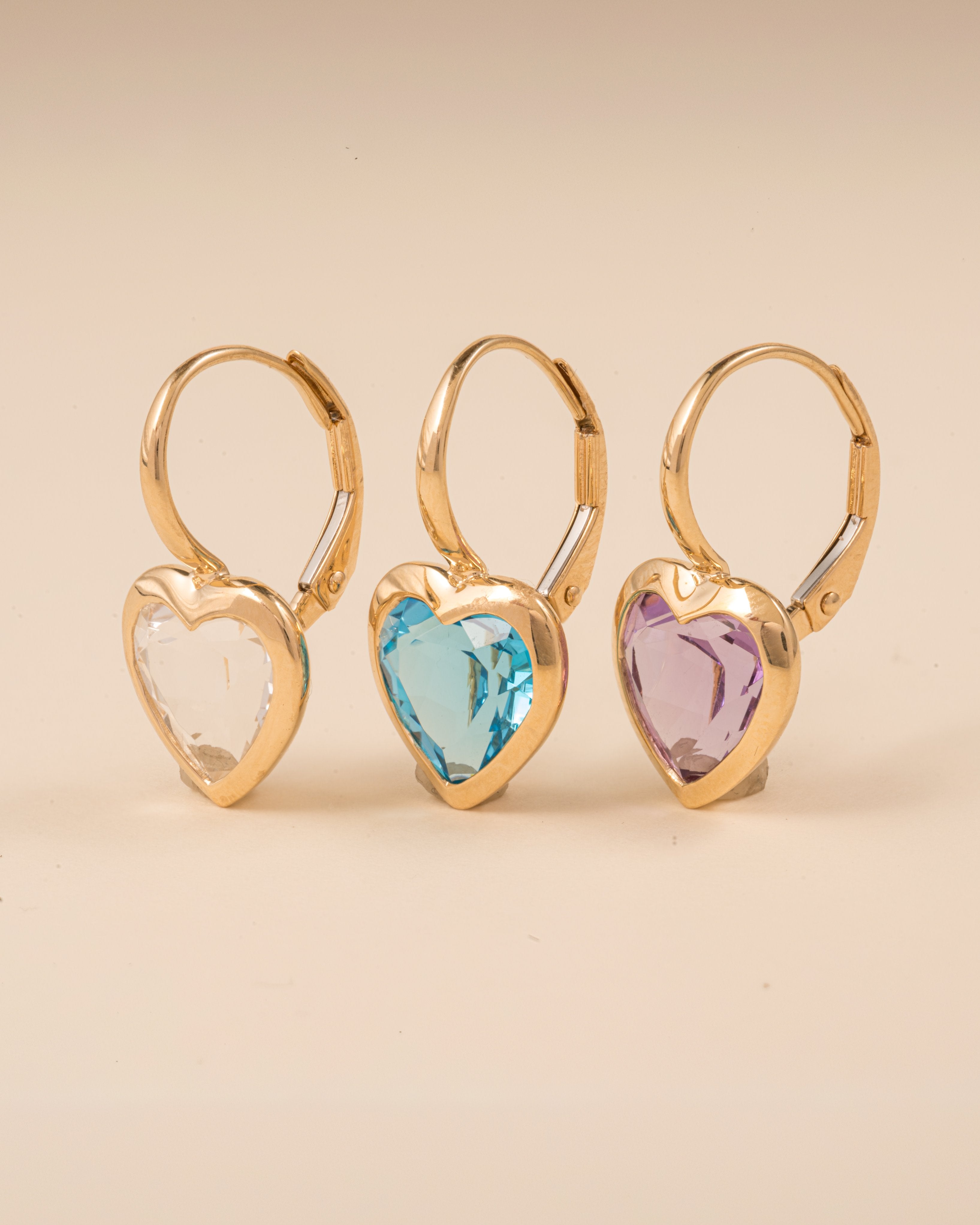 Gemstone Heart Shape Huggies - Sparkle Society