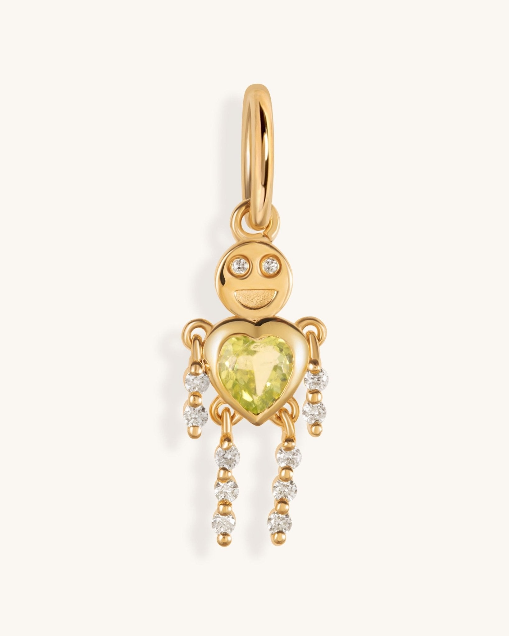 Gemstone Heart Smiley Face Gold Robot Charm - Sparkle Society