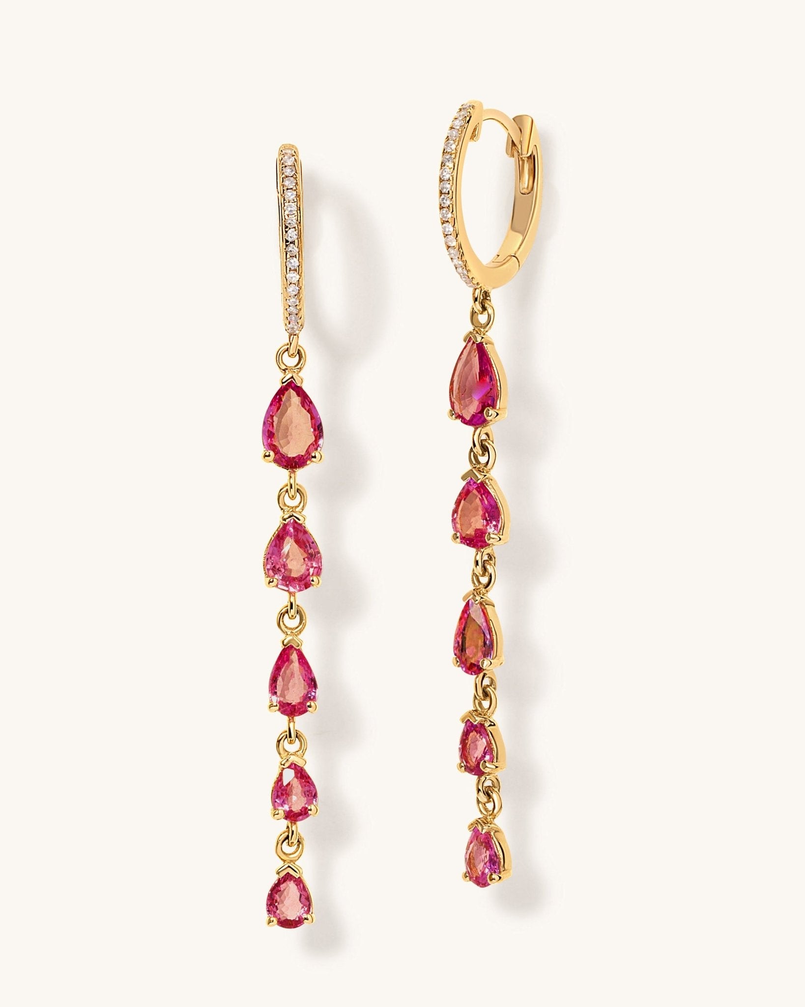 Gemstone Pear Drop Huggies - Sparkle Society