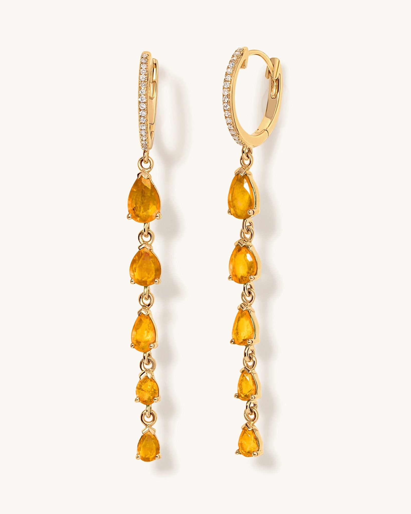 Gemstone Pear Drop Huggies - Sparkle Society