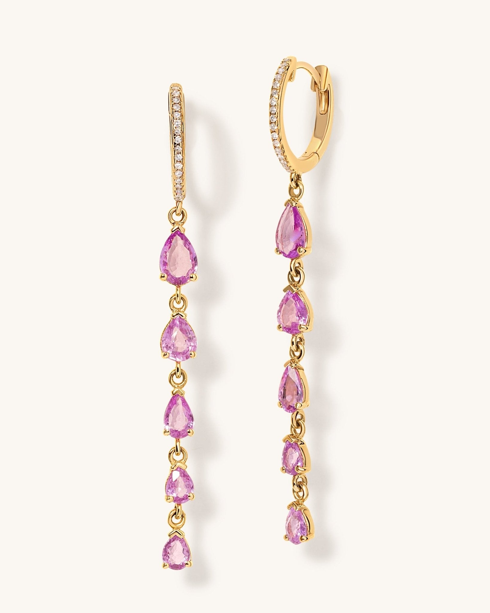 Gemstone Pear Drop Huggies - Sparkle Society