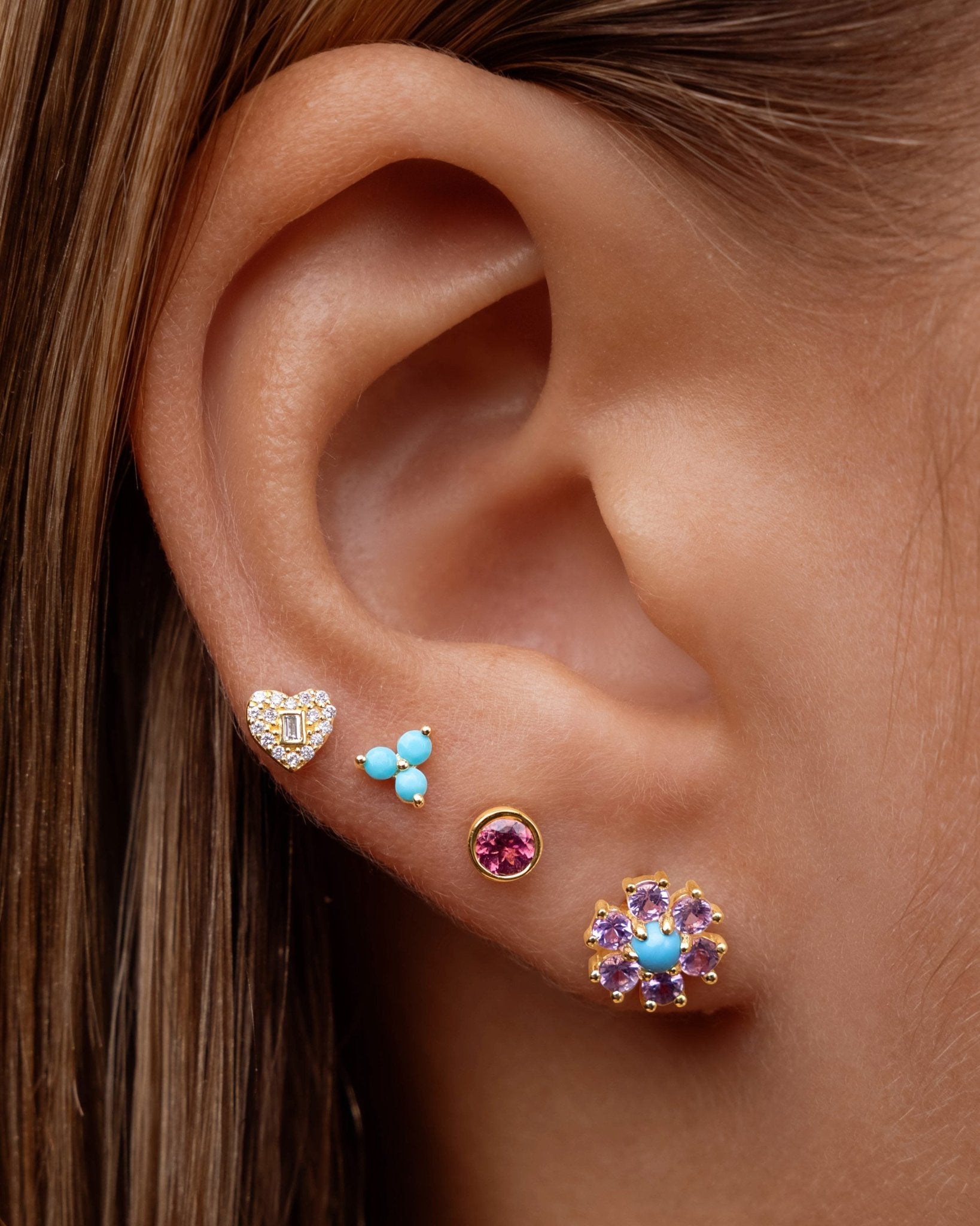 Gemstone Trio Studs - Sparkle Society