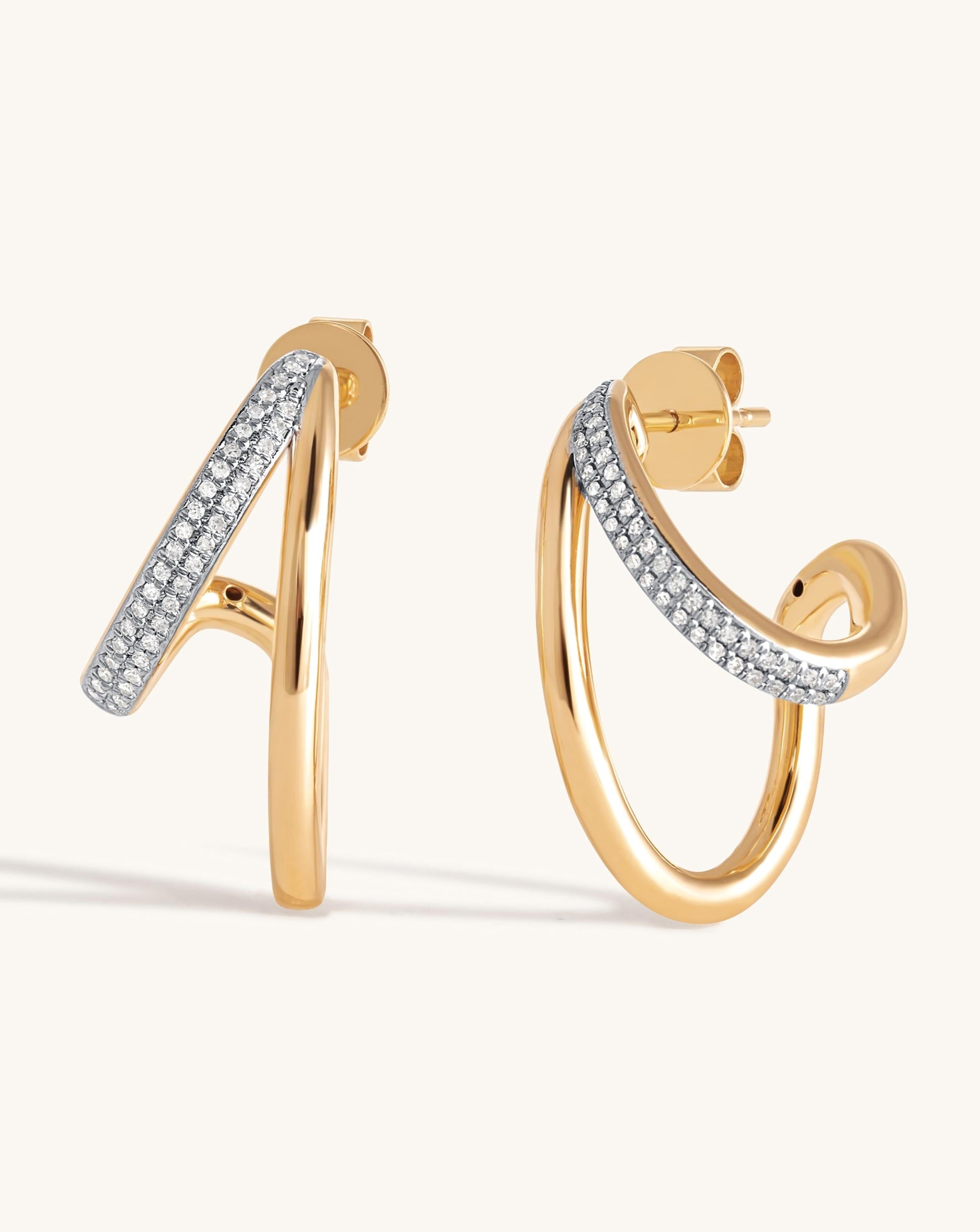 Gold And Diamond Asymmetric Caged Studs - Sparkle Society