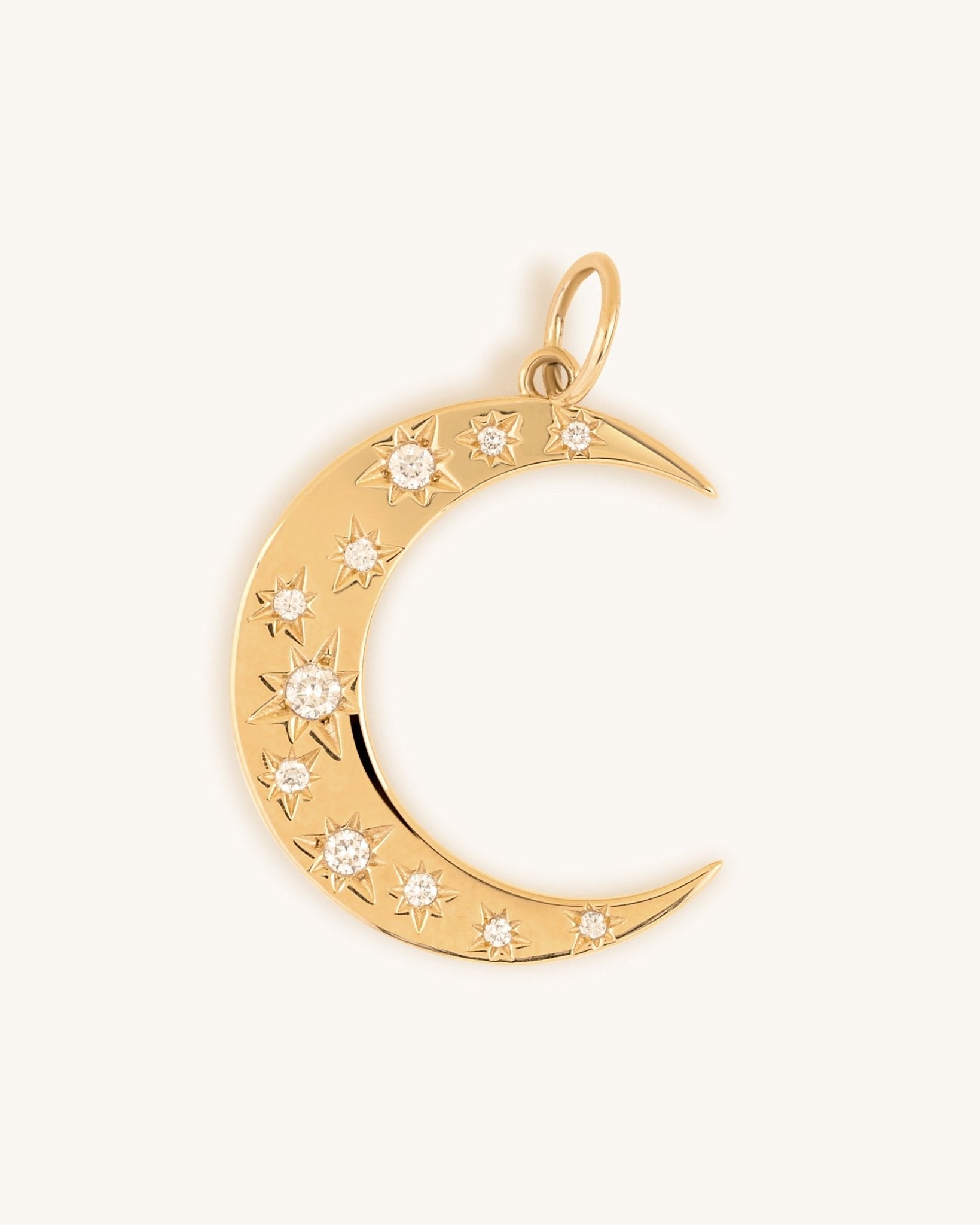 Gold and Diamond Crescent Moon Charm - Sparkle Society