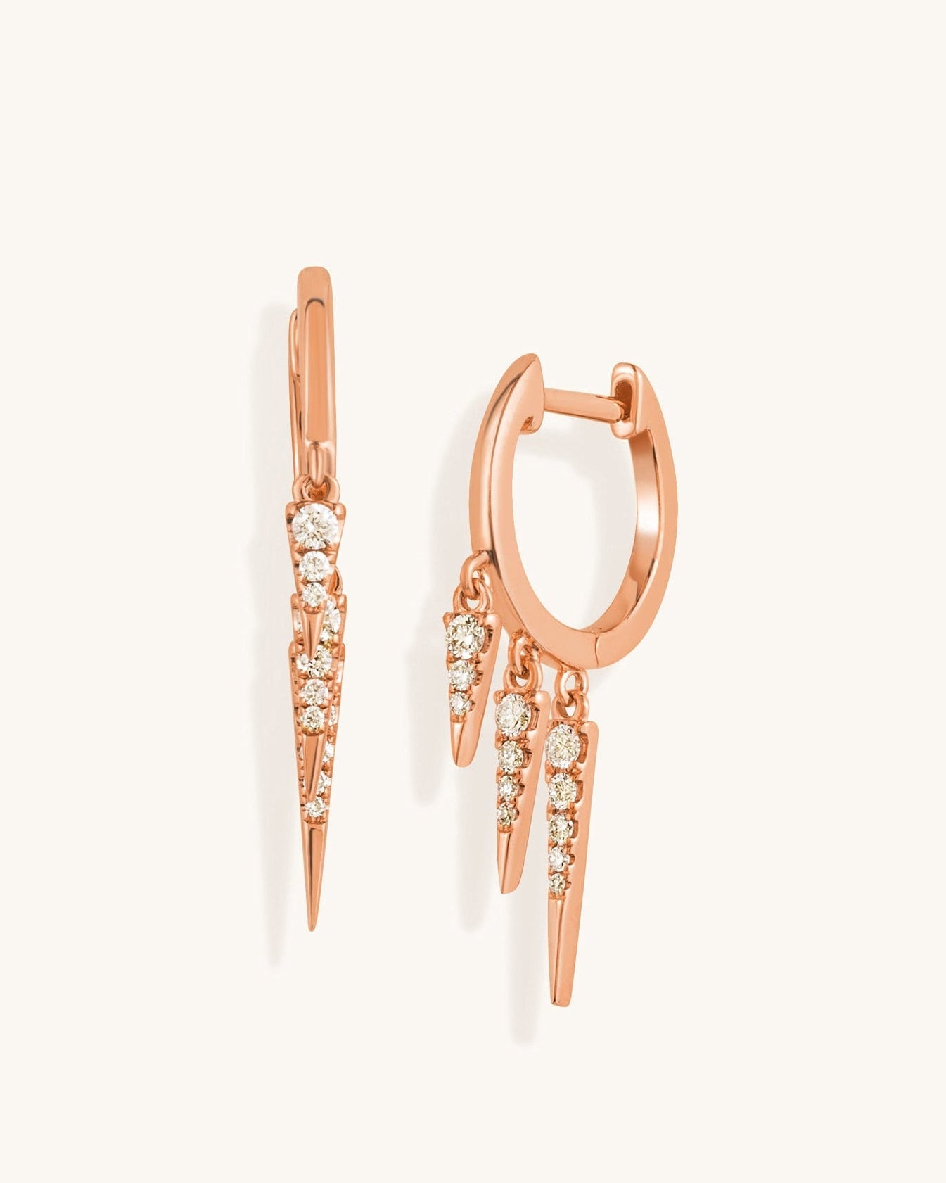 Gold And Diamond Dangling Spike Huggies - Sparkle Society