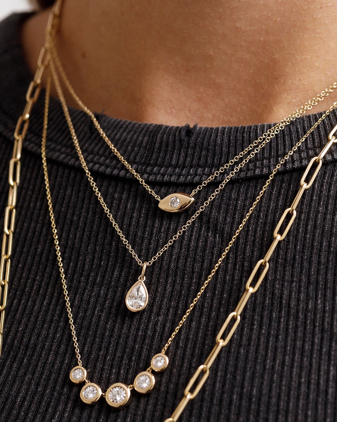 Gold And Diamond Evil Eye Necklace - Sparkle Society